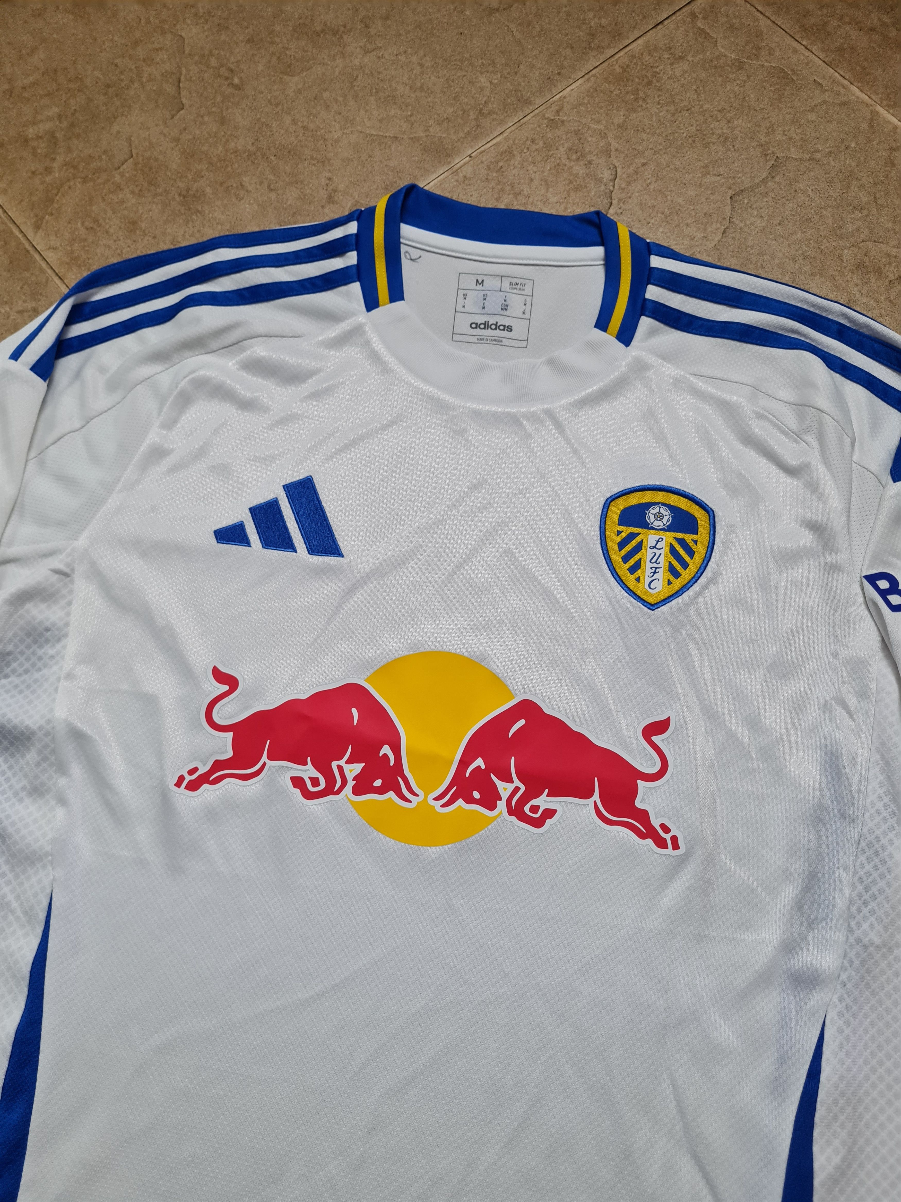 Jersey Leeds United Home Soccer Shirt 2024/2025 Adidas Sz M