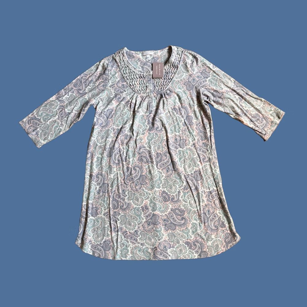 Vintage Miss Elaine Paisley Nightgown Womens 1X Extra Large Gown Long Sleeve Size ONE SIZE - 1 Thumbnail