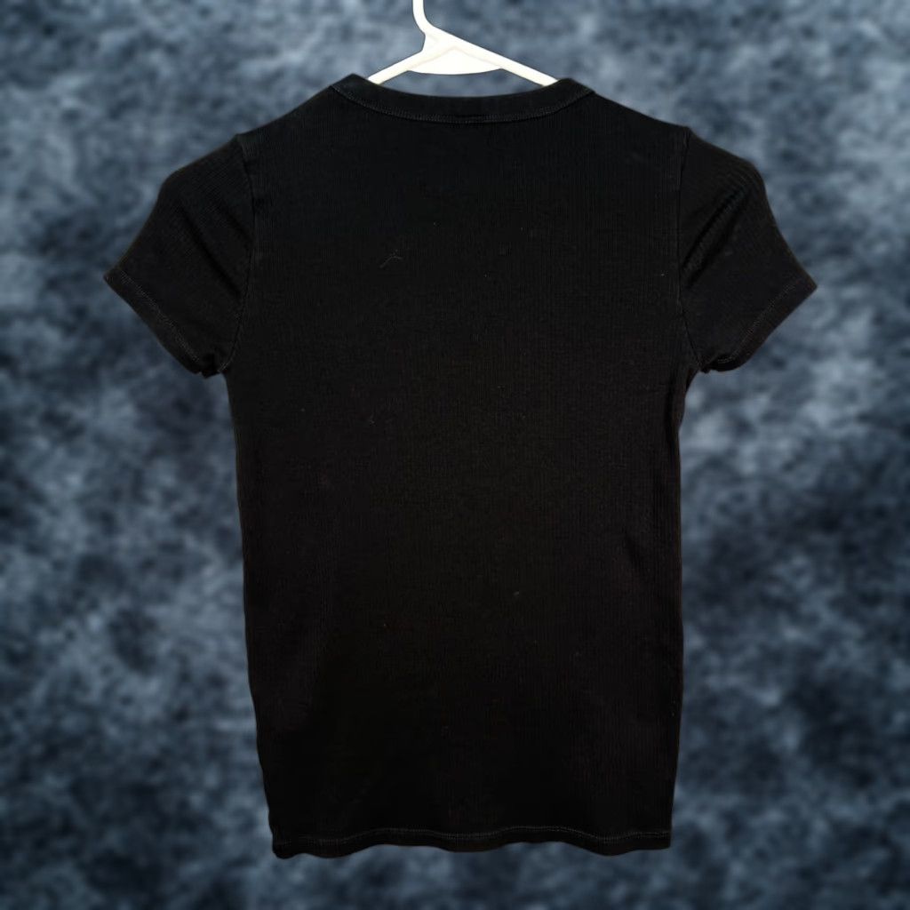 Uniqlo VINTAGE Uniqlo Womens Small Black Ribbed Short Sleeve T-Shirt Cotton Blend Casual Top Shirt Womens S Black Ribbed Casual Cotton Blend T-Shirt Size S / US 4 / IT 40 - 1 Thumbnail
