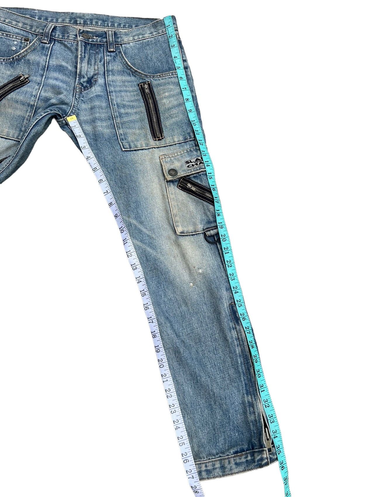 Vintage RNA Slang From Chaos Distressed Zippers Cargo Denim Size US 31 - 4 Thumbnail