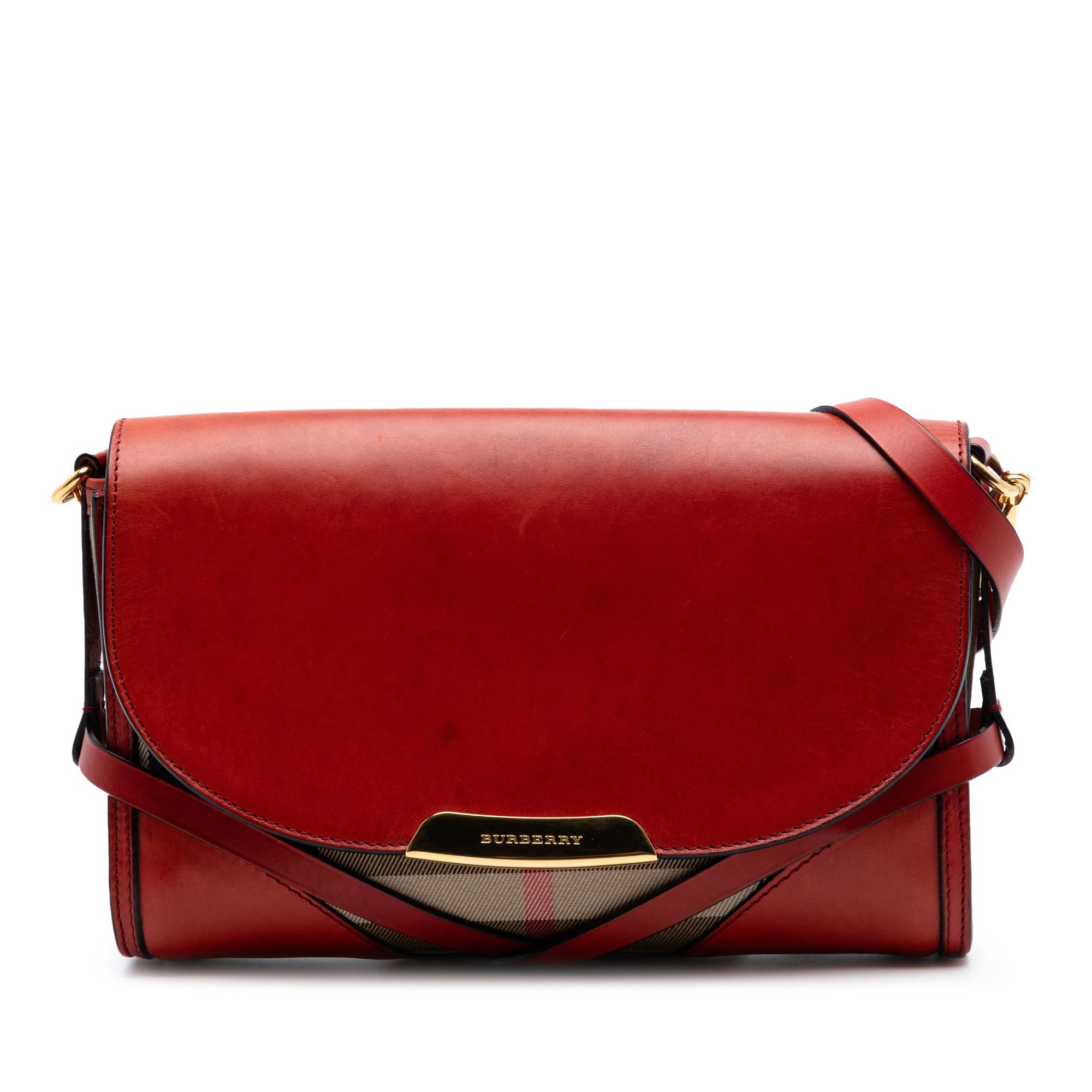 Burberry Leather and House Check Canvas Bridle Abbott Crossbody Size ONE SIZE - 1 Thumbnail