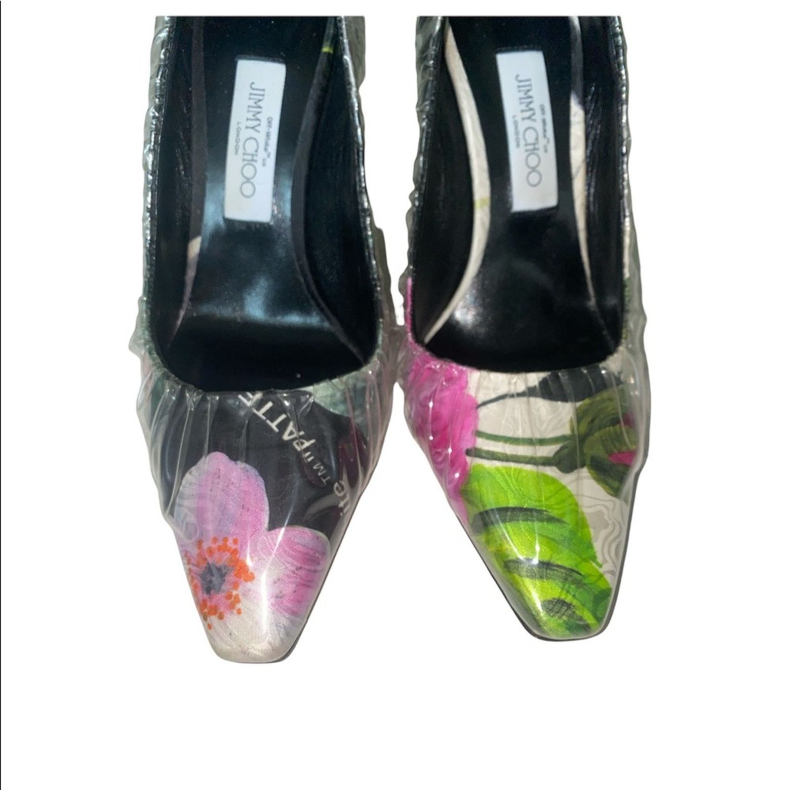 Jimmy Choo OFF-WHITE C/O JIMMY CHOO Anne 100 PVC-Wrapped Satin Pumps Size US 9 / IT 39 - 8 Thumbnail