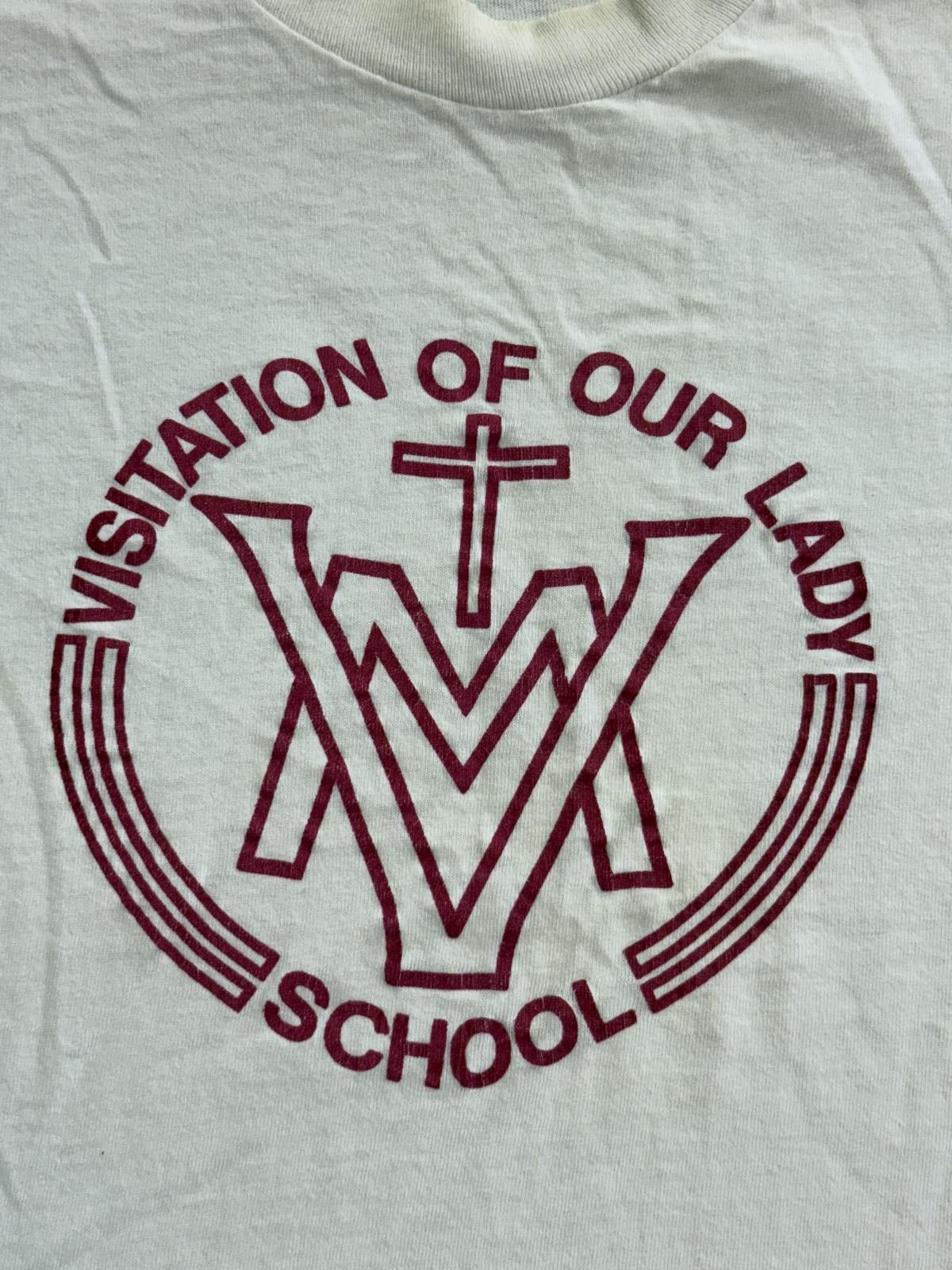 Fruit Of The Loom Vintage Visitation of Our Lady School T-shirt Christian Tee Size US L / EU 52-54 / 3 - 3 Thumbnail
