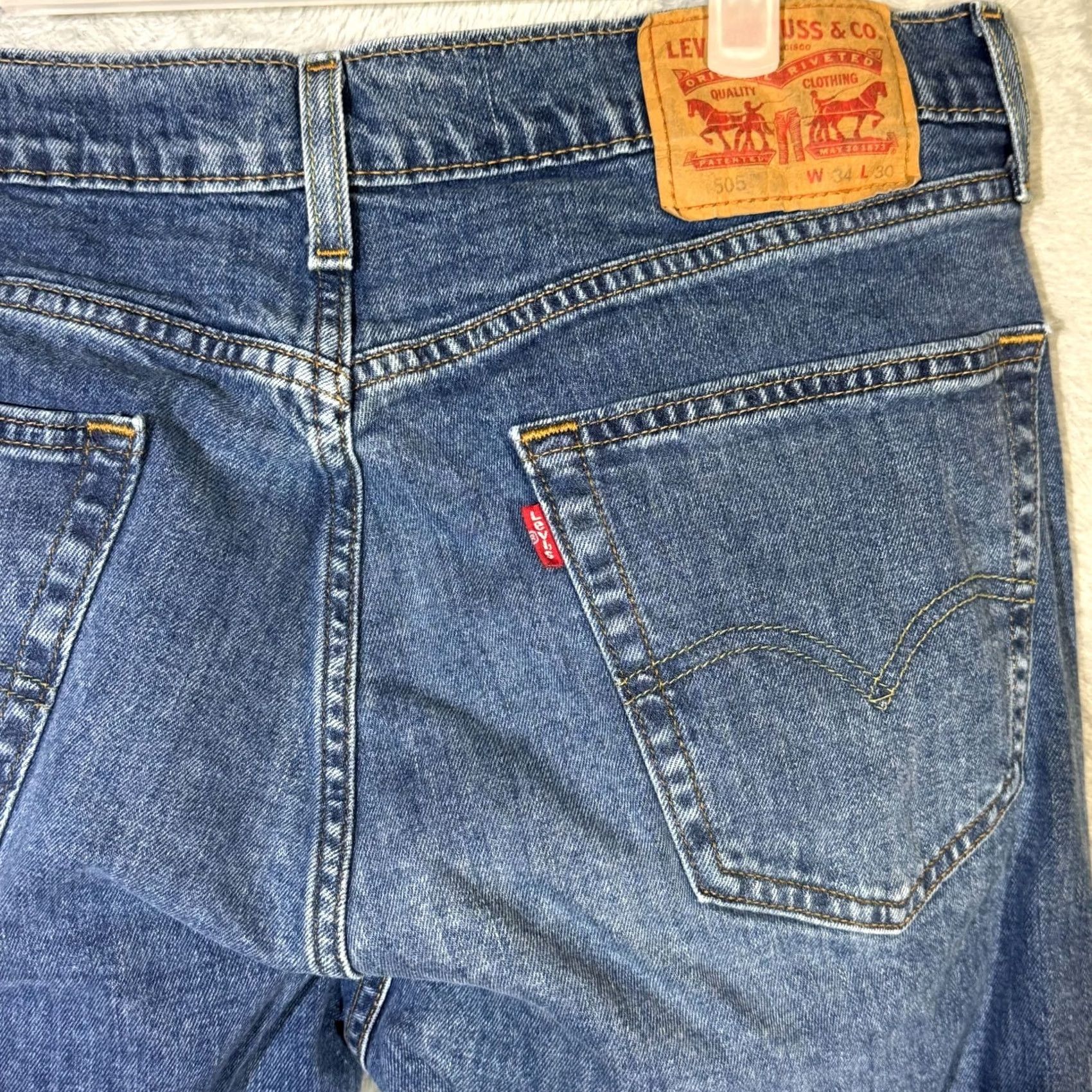 Levi's Levi’s 505 Jeans Men 34x30 Regular Fit Mid Rise Straight Leg Blue Denim Size US 34 / EU 50 - 7 Thumbnail