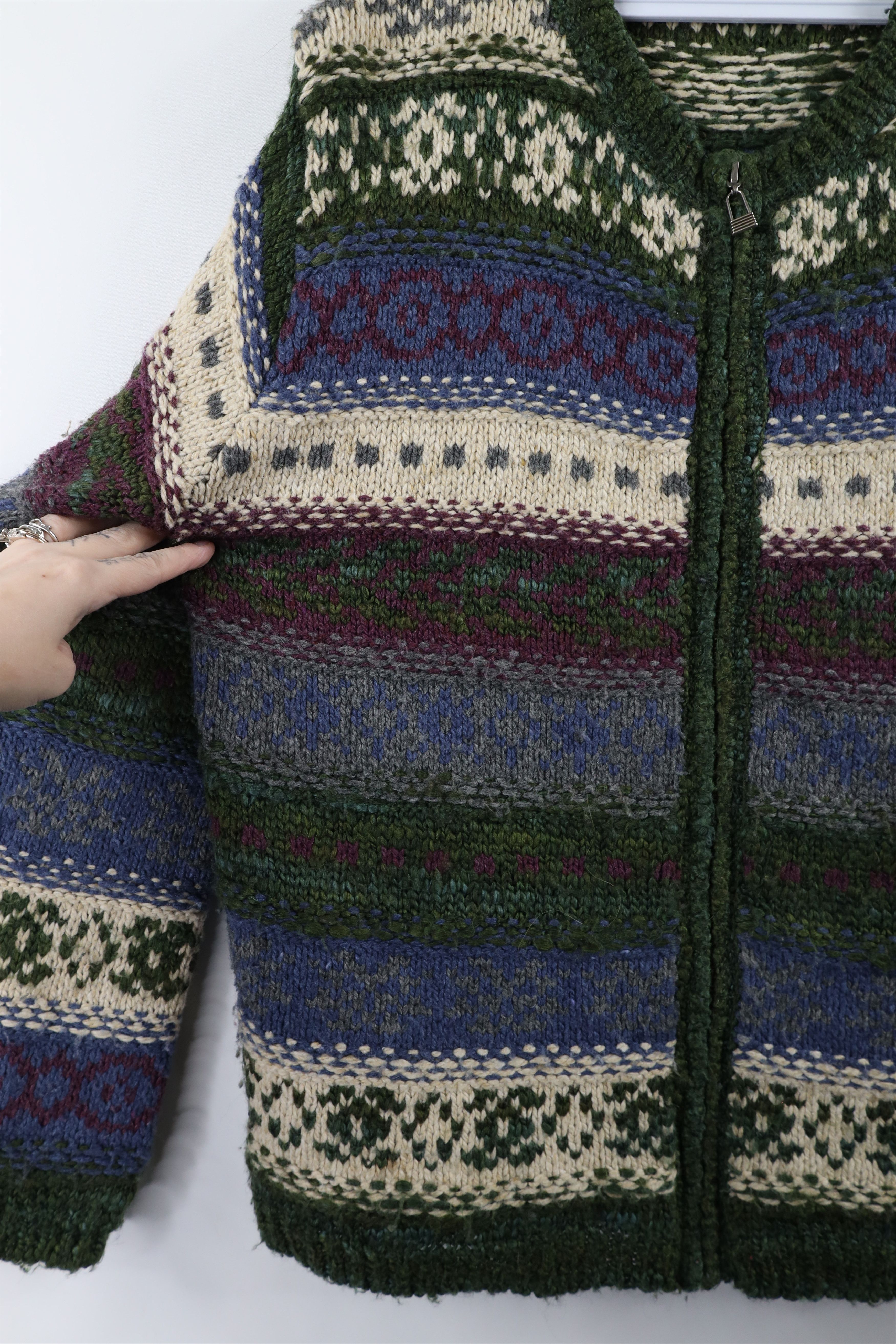 Vintage Vintage 90s Blend Fair Isle Knit Full Zip Cardigan Sweater Size XL / US 12-14 / IT 48-50 - 8 Thumbnail