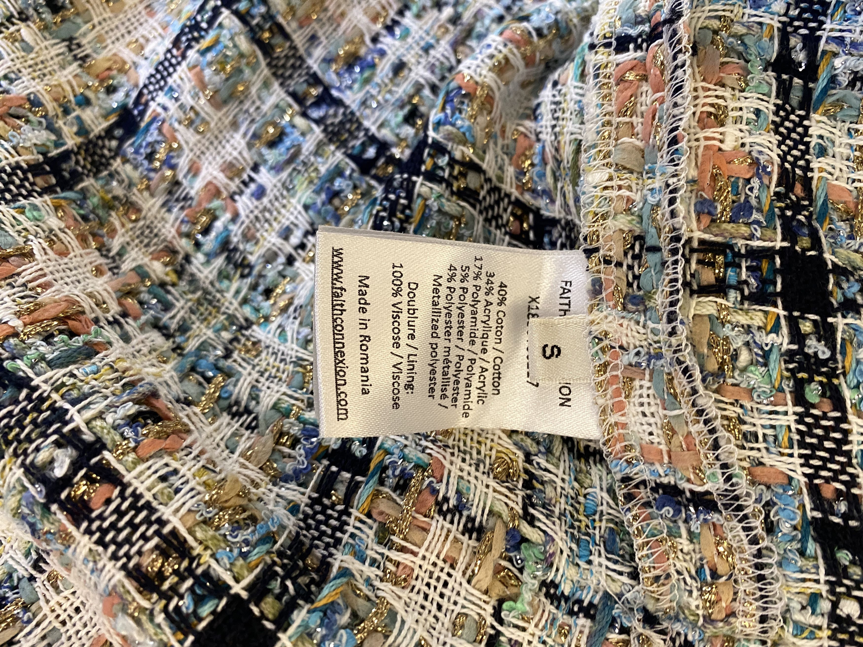 FAITH CONNEXION PLAID TWEED OVERSIZED SHIRT JACKET