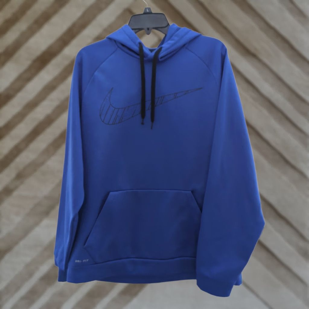 Nike Nike Hoodie Sweatshirt Mens XL Blue Dri-Fit Swoosh Logo Fleece Active Pullover Hooded Pockets Long Sleeve Size US XL / EU 56 / 4 - 1 Thumbnail