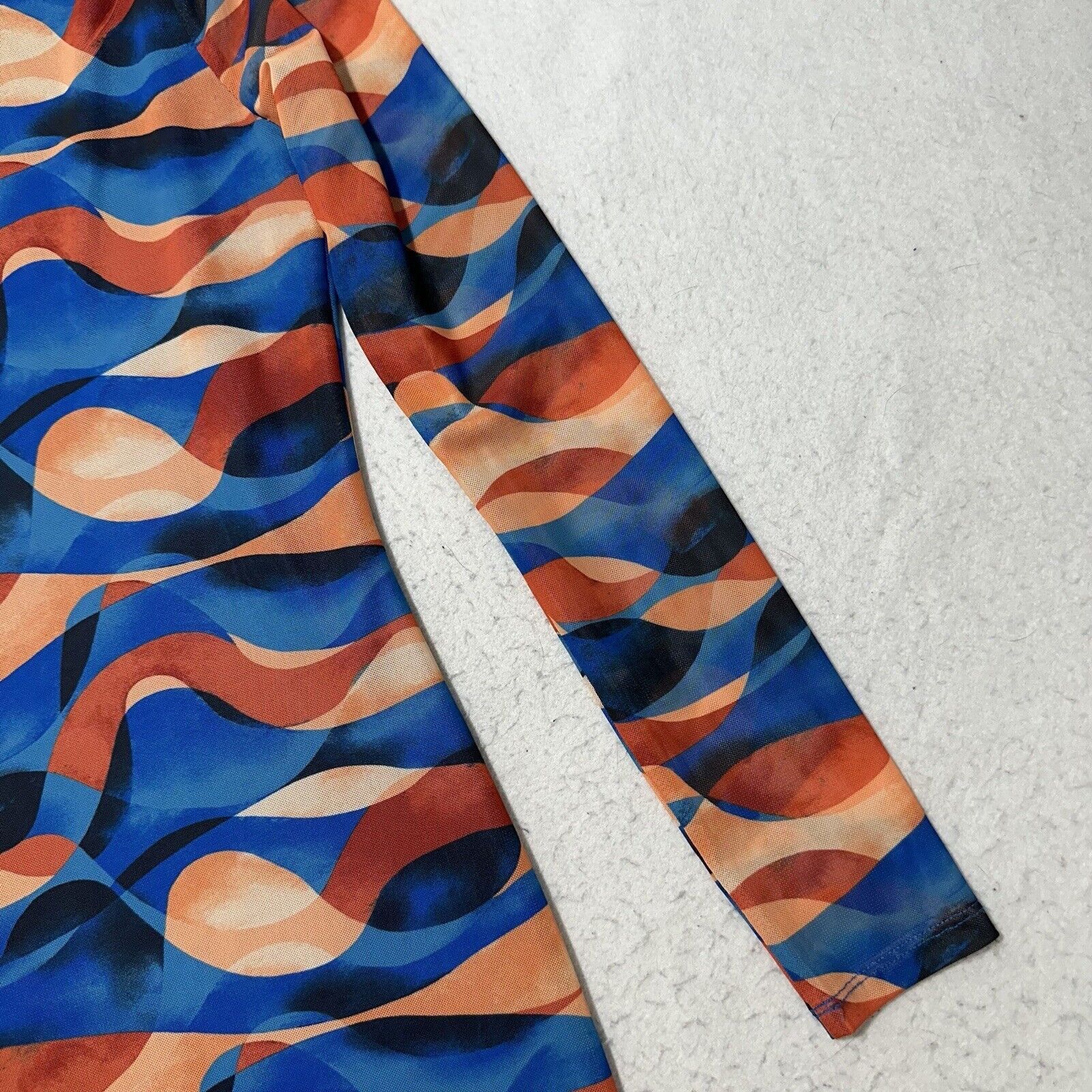 Forever 21 Forever 21 Small Abstract Print Blue Orange Mesh Mini Dress Size S / US 4 / IT 40 - 15 Thumbnail