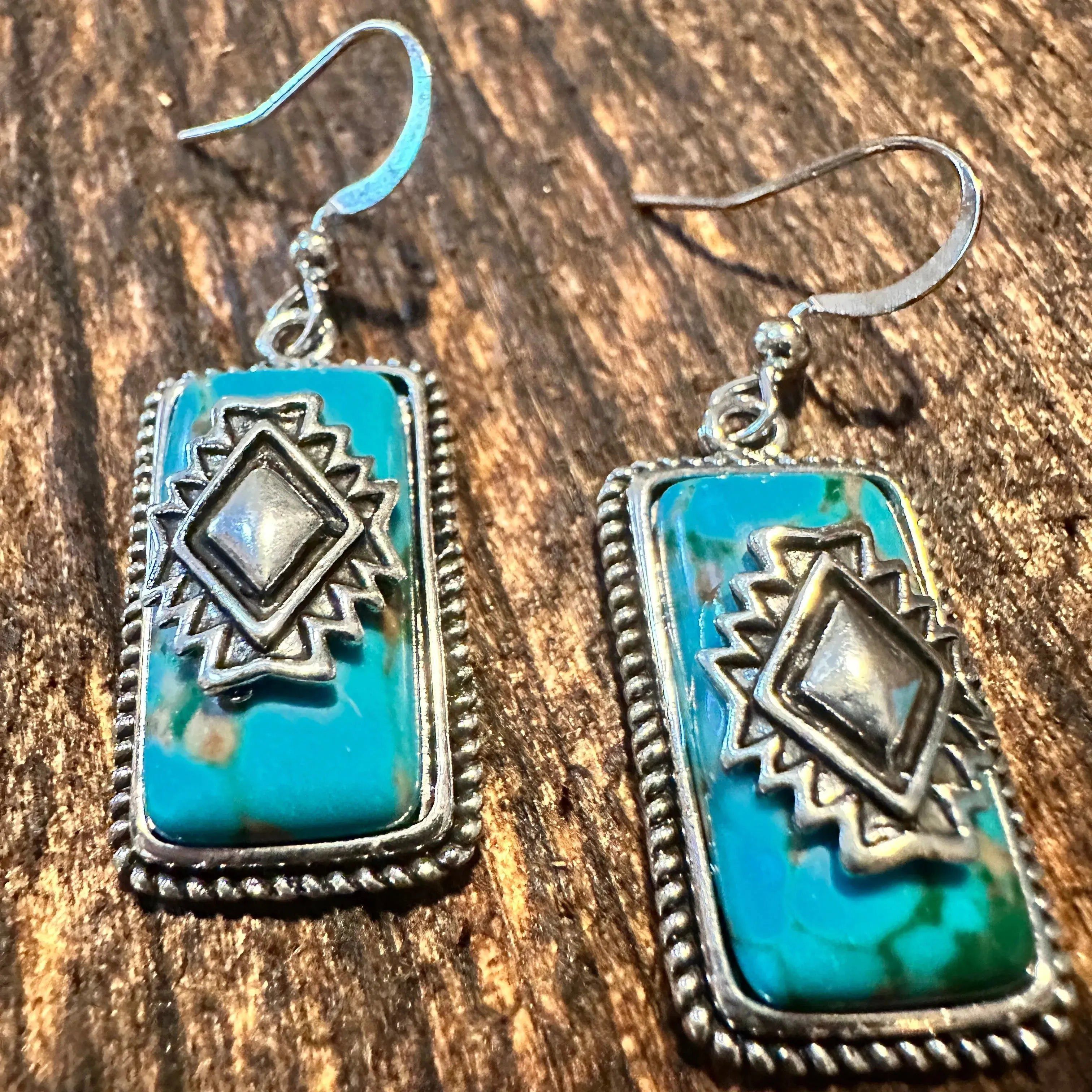 Other Handcrafted Bohemian Aztec Turquoise Dangle Earrings, Retro Size ONE SIZE - 4 Thumbnail