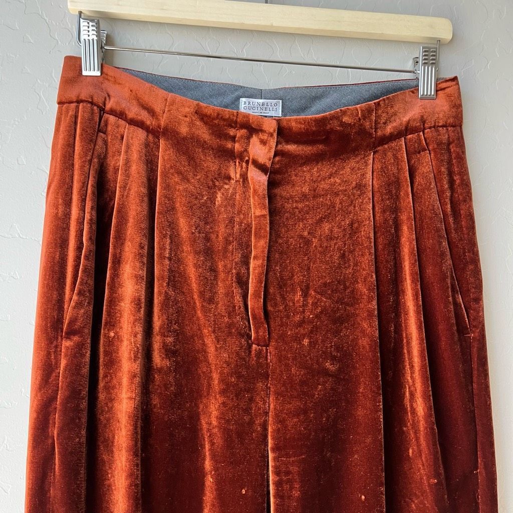 Brunello Cucinelli Brunello Cucinelli Pants Velvet Straight Leg Trousers Pants Size 26" / US 2 / IT 38 - 3 Thumbnail
