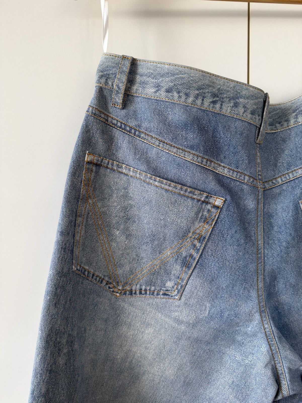 Bottega Veneta BNWT Light Blue Printed Denim Leather Straight Leg Pants 50 Size US 34 / EU 50 - 9 Thumbnail