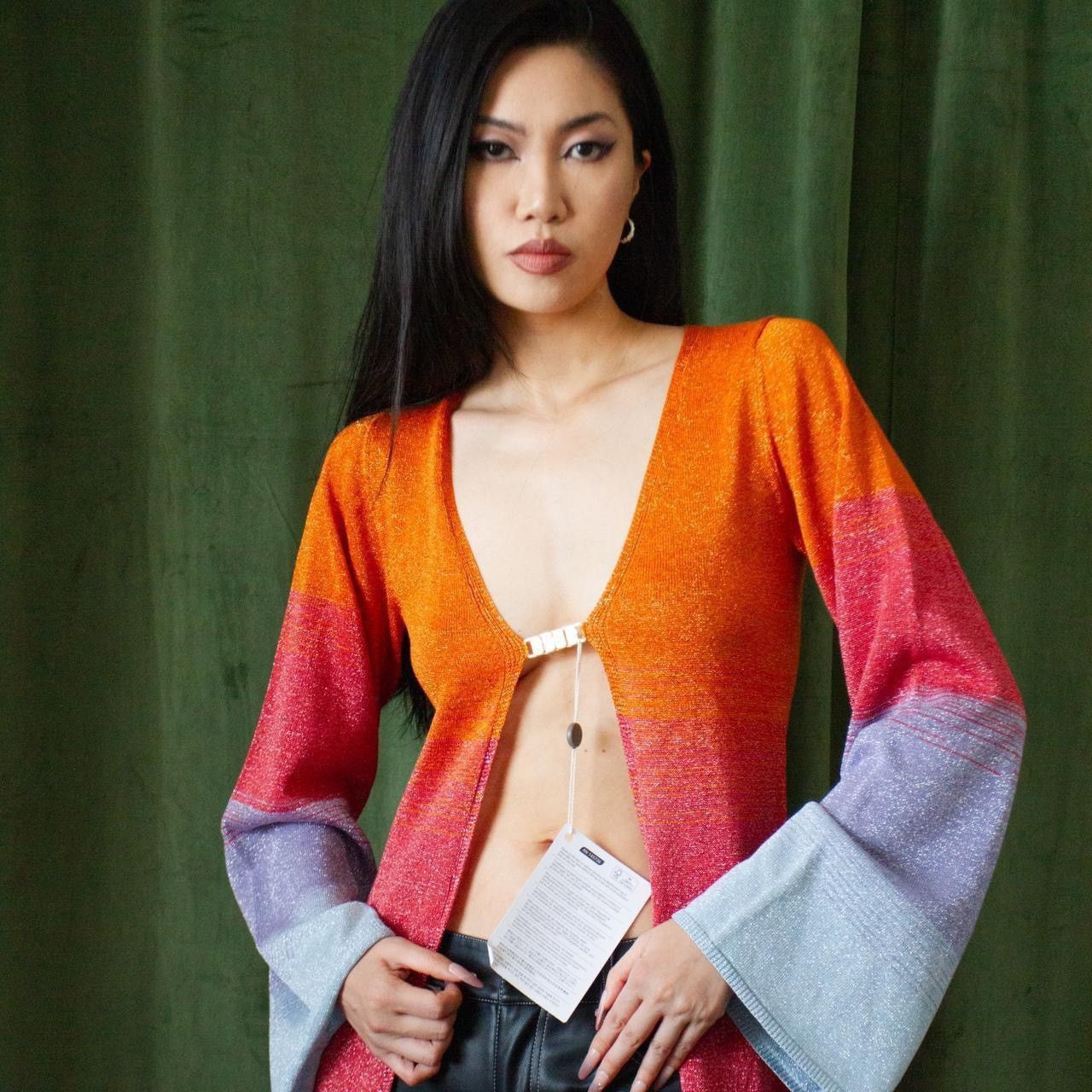 GCDS NWT GCDS Lurex Dégradé Knitted Long Cardigan Size S / US 4 / IT 40 - 2 Thumbnail