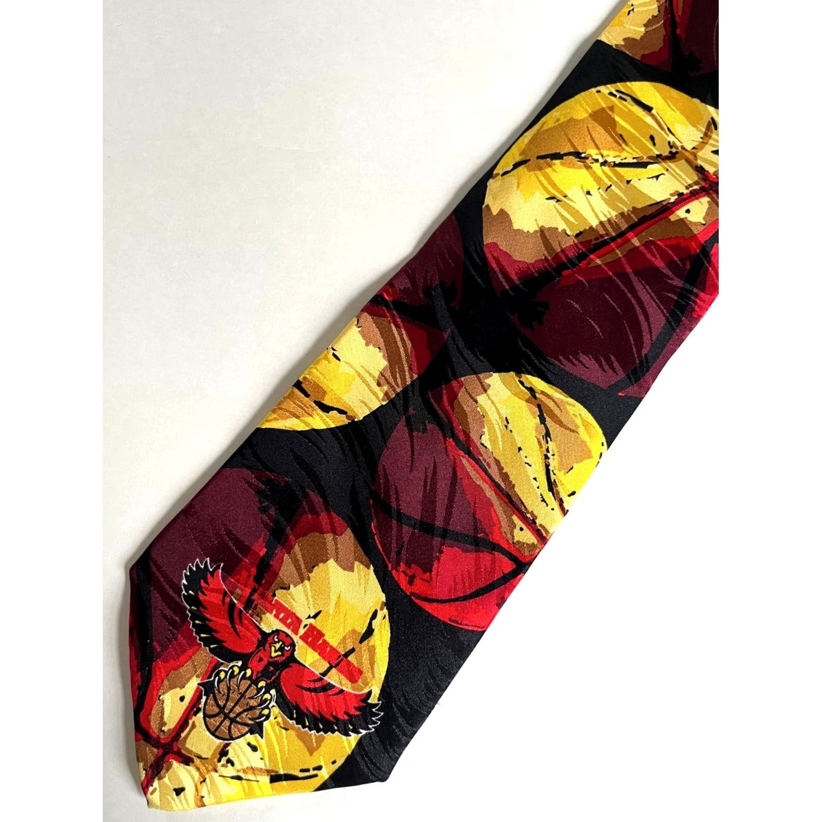 NBA NOS Vintage 90s NBA Atlanta Hawks Silk Tie RM Sport Ralph Marlin Made in USA Size ONE SIZE - 3 Thumbnail