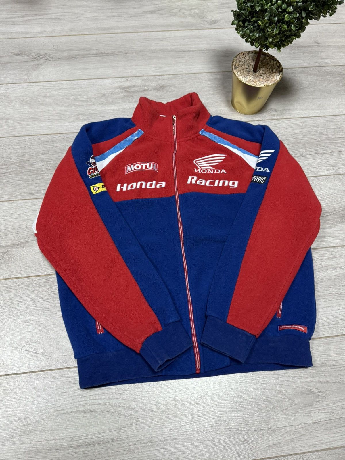 Honda Honda racing fleece zip jacket red blue big logo Size US M / EU 48-50 / 2 - 6 Thumbnail