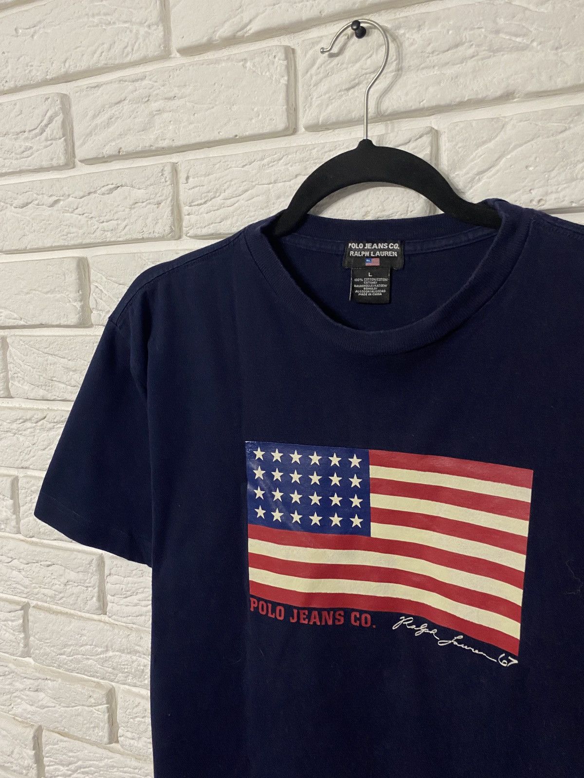 Lauren Ralph Lauren × Vintage Polo Jeans CO. Ralph Lauren Usa Flag Tee Men's Size US L / EU 52-54 / 3 - 3 Thumbnail