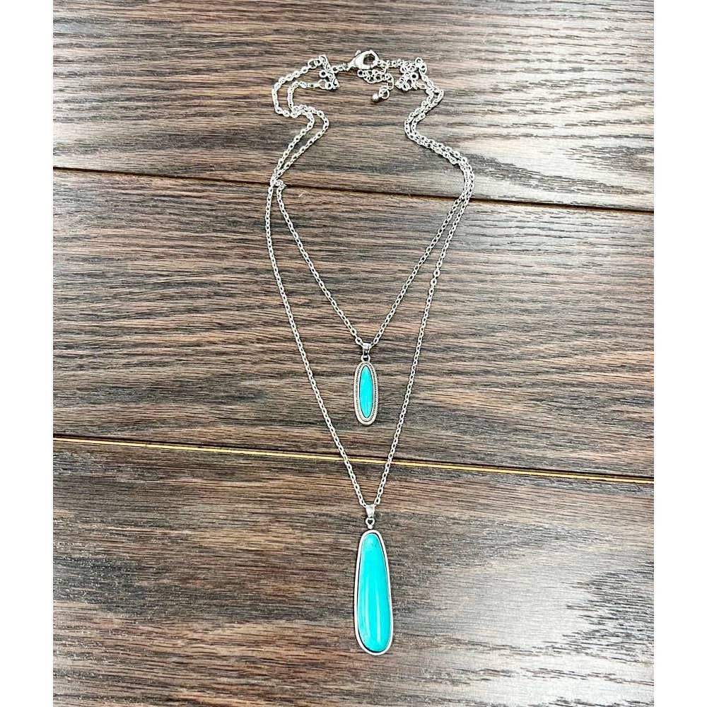 Other Chain Turquoise Necklace Pendant- Elegant 2-Strand Design Size ONE SIZE - 3 Thumbnail