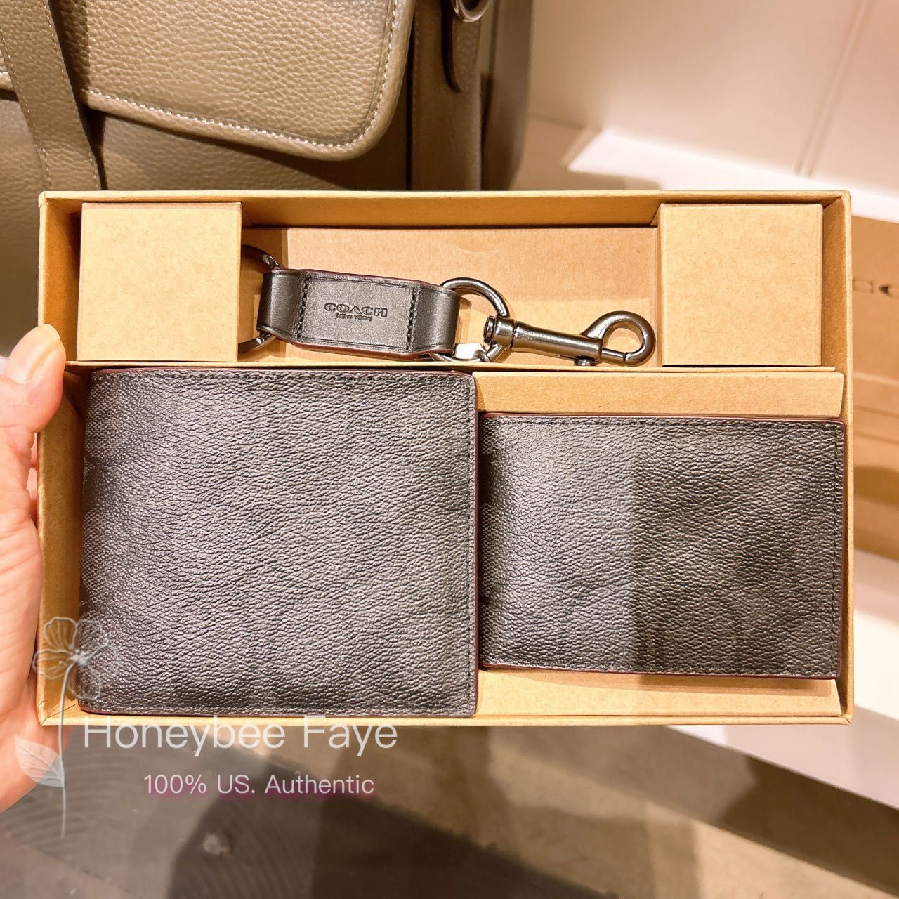 image of Coach Men's Boxed 3 In 1 Wallet Gift Set In Signature Canvas in Black/Oxblood
