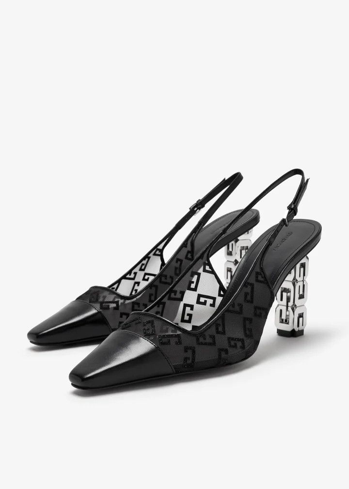 Givenchy o1w1db10326 G Cube Slingback 85mm with Toe Cap in Black Size US 10.5 / IT 40.5 - 4 Thumbnail