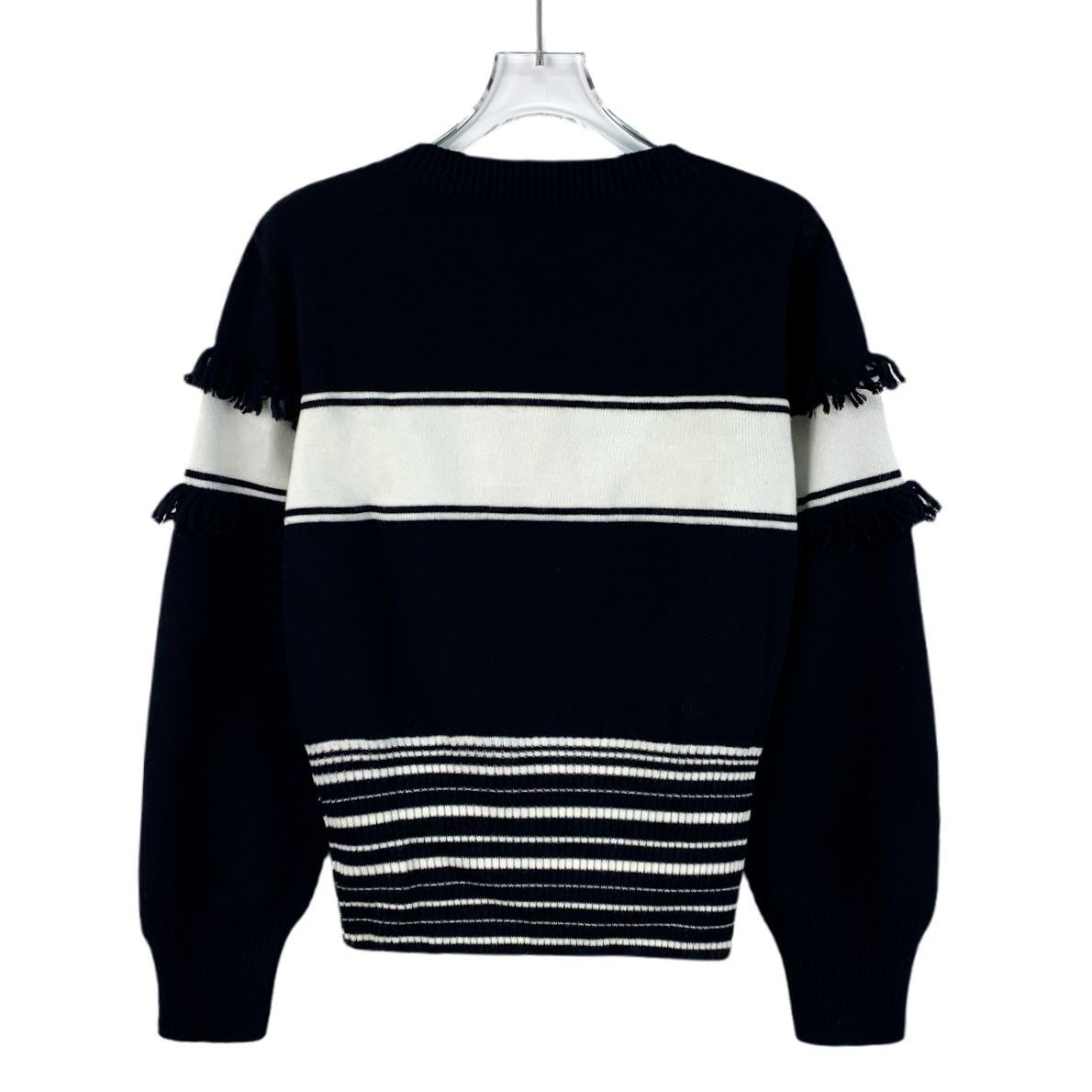 Dior Christian Dior Womens Striped Wool Knit Sweater Black & Whit Size XL / US 12-14 / IT 48-50 - 8 Thumbnail