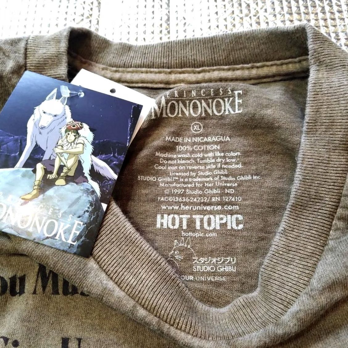 Vintage Ghibli Princess Mononoke T-Shirt Men XL Gray Short Sleeve Cotton Tops Size US XL / EU 56 / 4 - 5 Thumbnail
