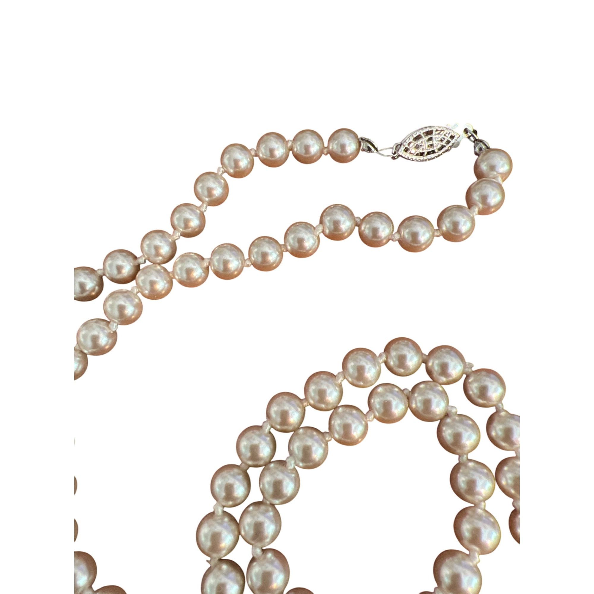 Other Vintage Faux Champagne Pearl Necklace Sterling Silver Hook C Size ONE SIZE - 3 Thumbnail