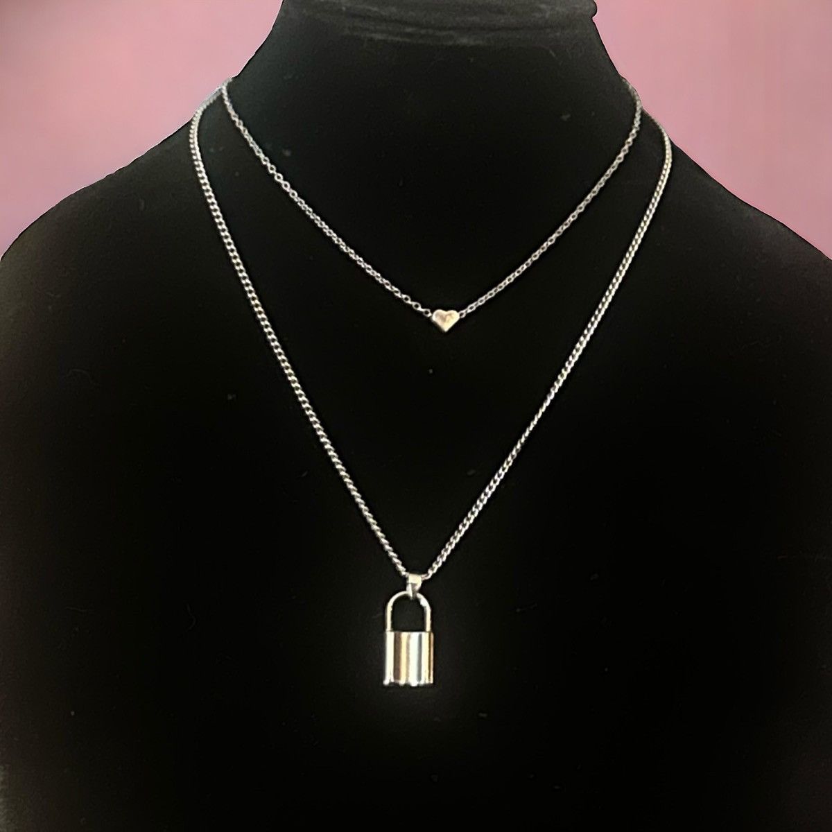 Other Silver tone layered heart and padlock necklace Size ONE SIZE - 1 Thumbnail