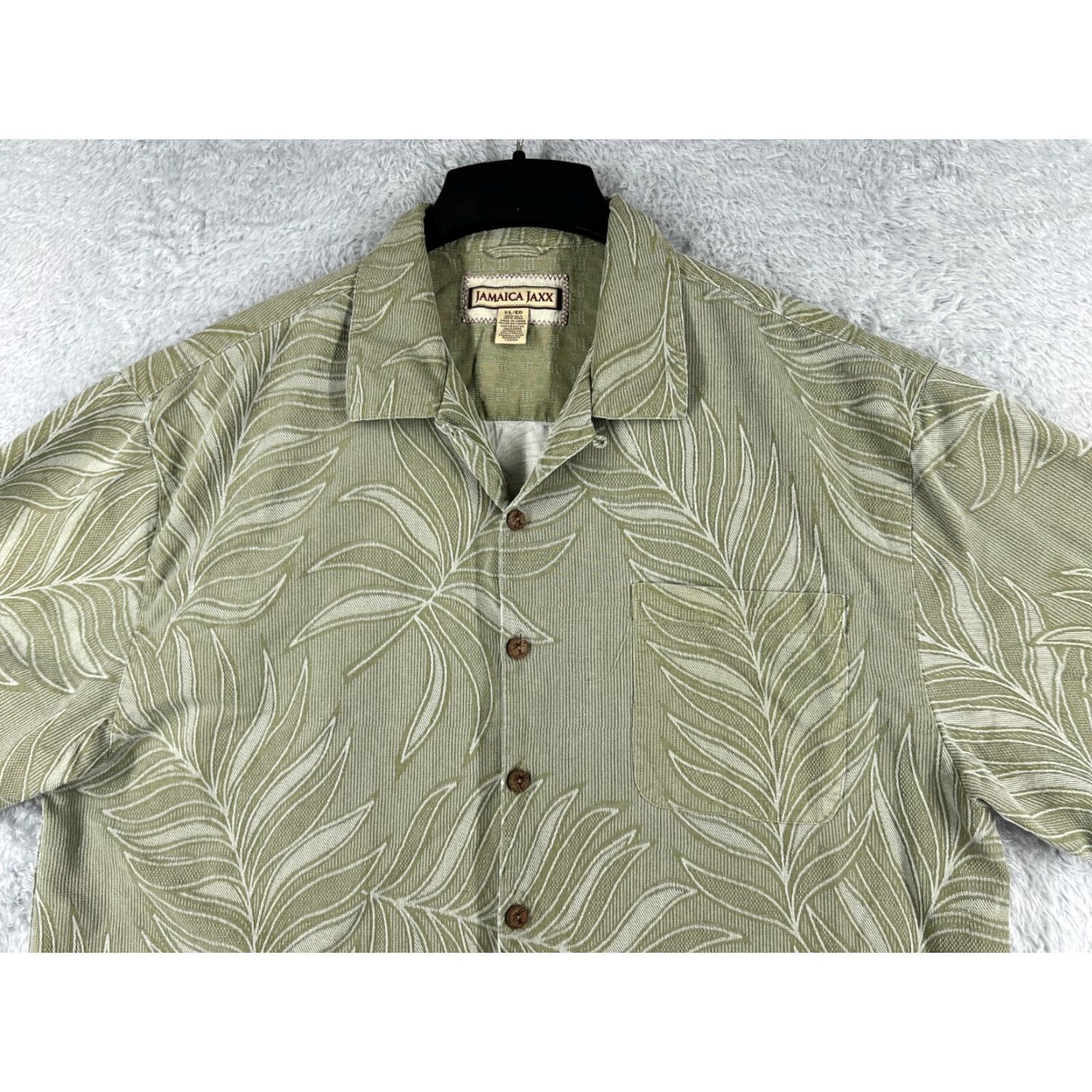 Vintage VINTAGE Jamaica Jaxx Shirt Button-Up XL Green Floral Silk Hawaiian Casual Mens Size US XL / EU 56 / 4 - 4 Thumbnail