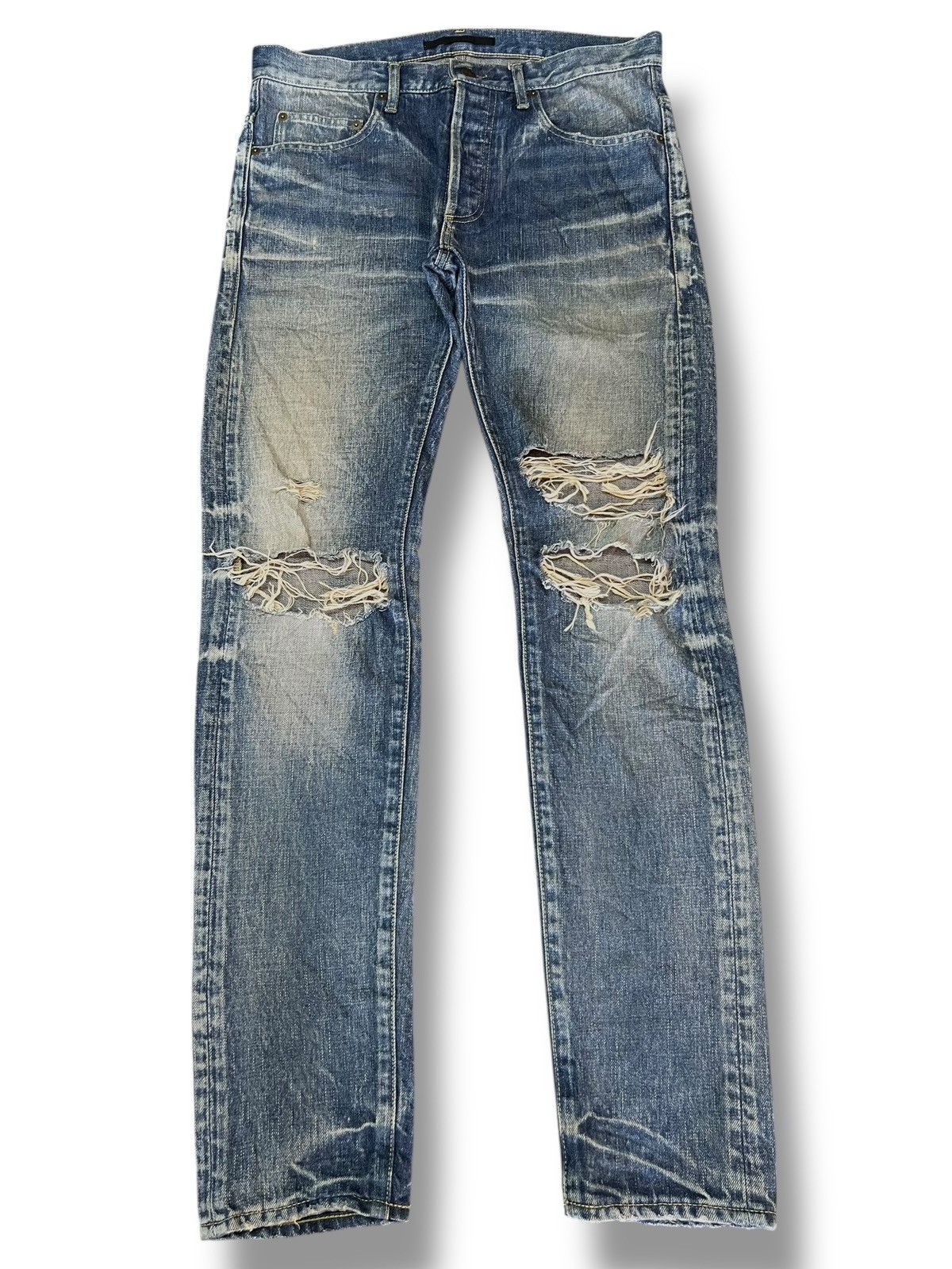 Japanese Brand Vintage HL Heddie Lovu Over Distressed Mad Punk Skinny Jeans Size US 33 - 2 Thumbnail