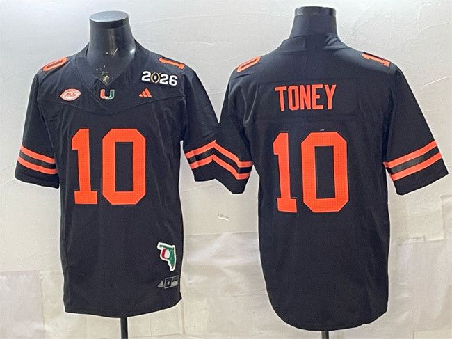 Men's Miami Hurricanes #10 Malachi Toney Black Jersey