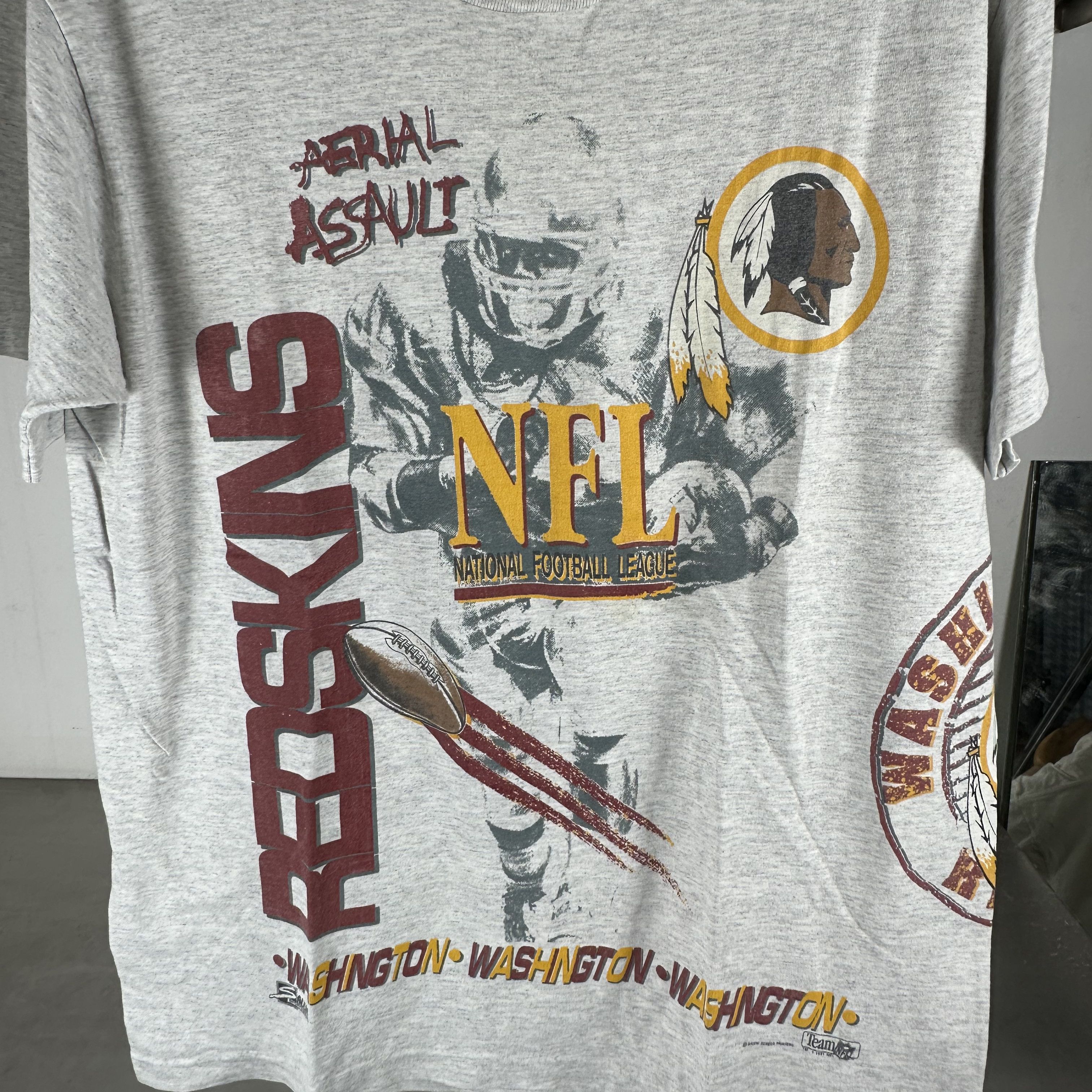 Vintage 1991 Washington Redskins Aerial Assault AOP NFL T-shirt Size US L / EU 52-54 / 3 - 2 Thumbnail