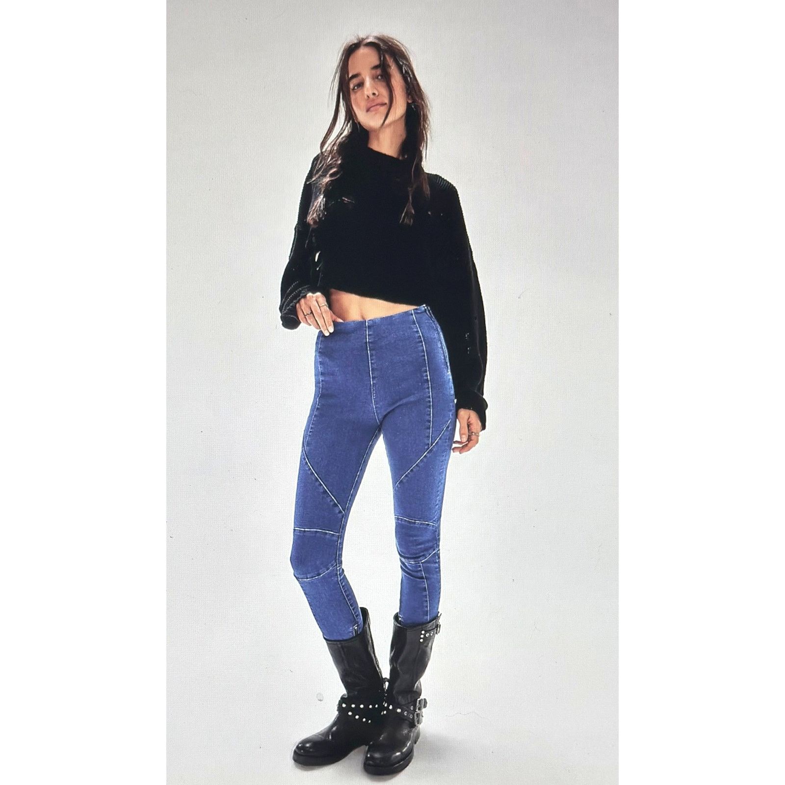 Free People Free People Bella Moto High-Rise Skinny Jeans Light Blue 28 Size 28" / US 6 / IT 42 - 3 Thumbnail