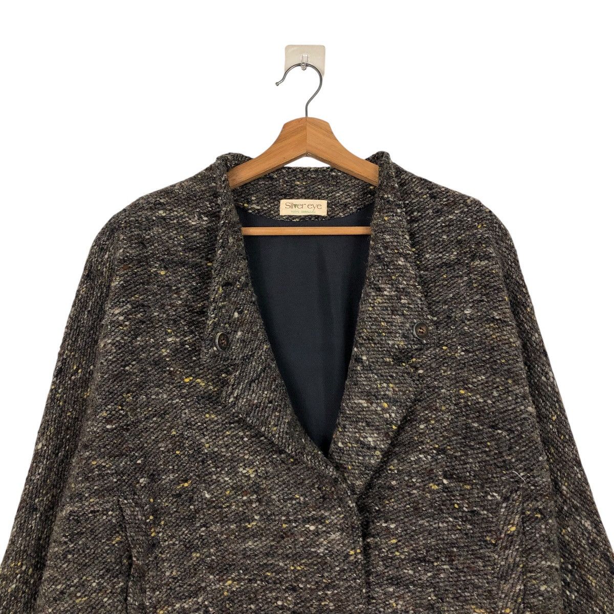 Japanese Brand × Vintage 📌Silver Eye Herringbone Wool Double Collar Issey Miyake Size US M / EU 48-50 / 2 - 4 Thumbnail