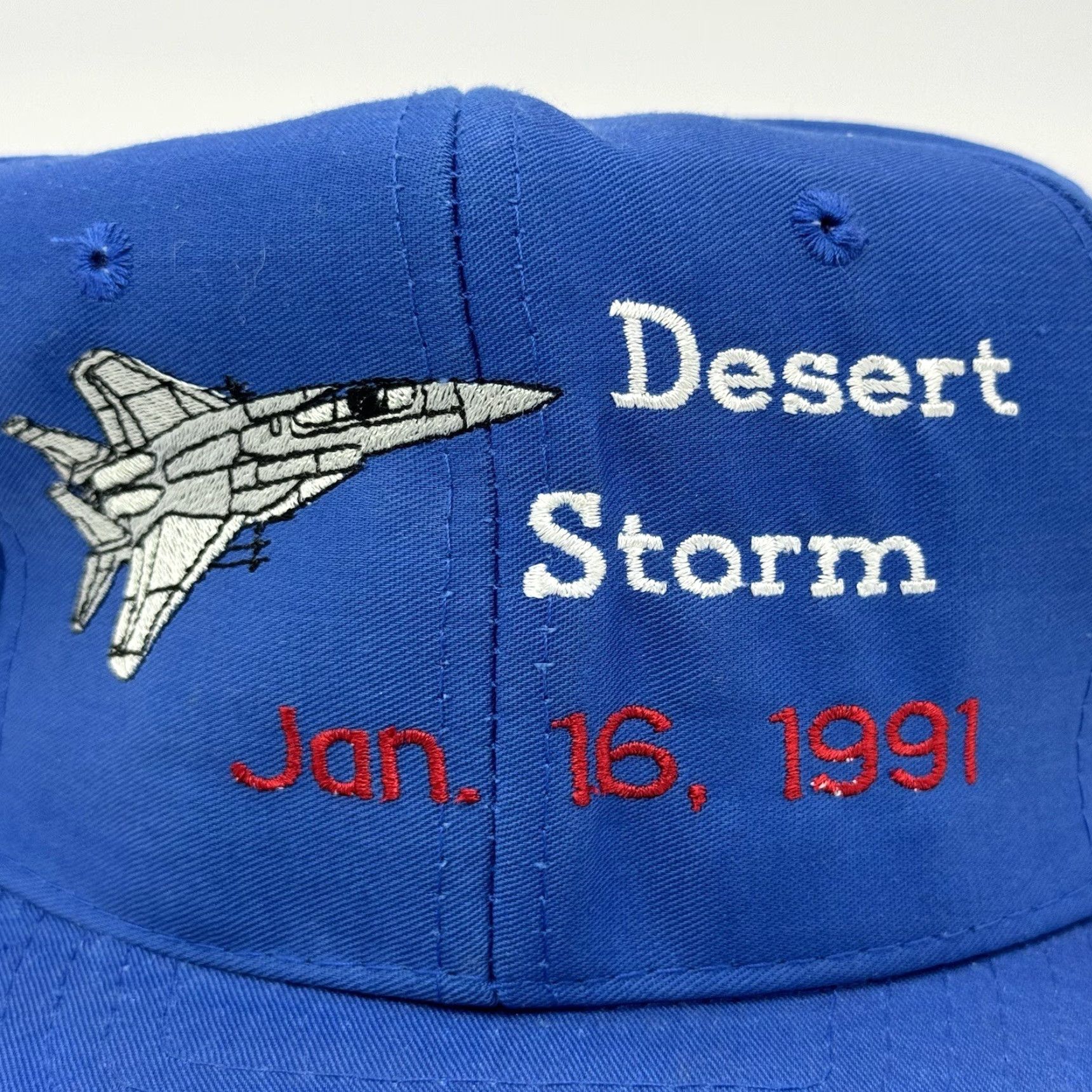 Vintage VINTAGE Desert Storm Embroidered F-16 USA Snapback Hat Blue Military Adjustable One Size Men Size ONE SIZE - 2 Thumbnail