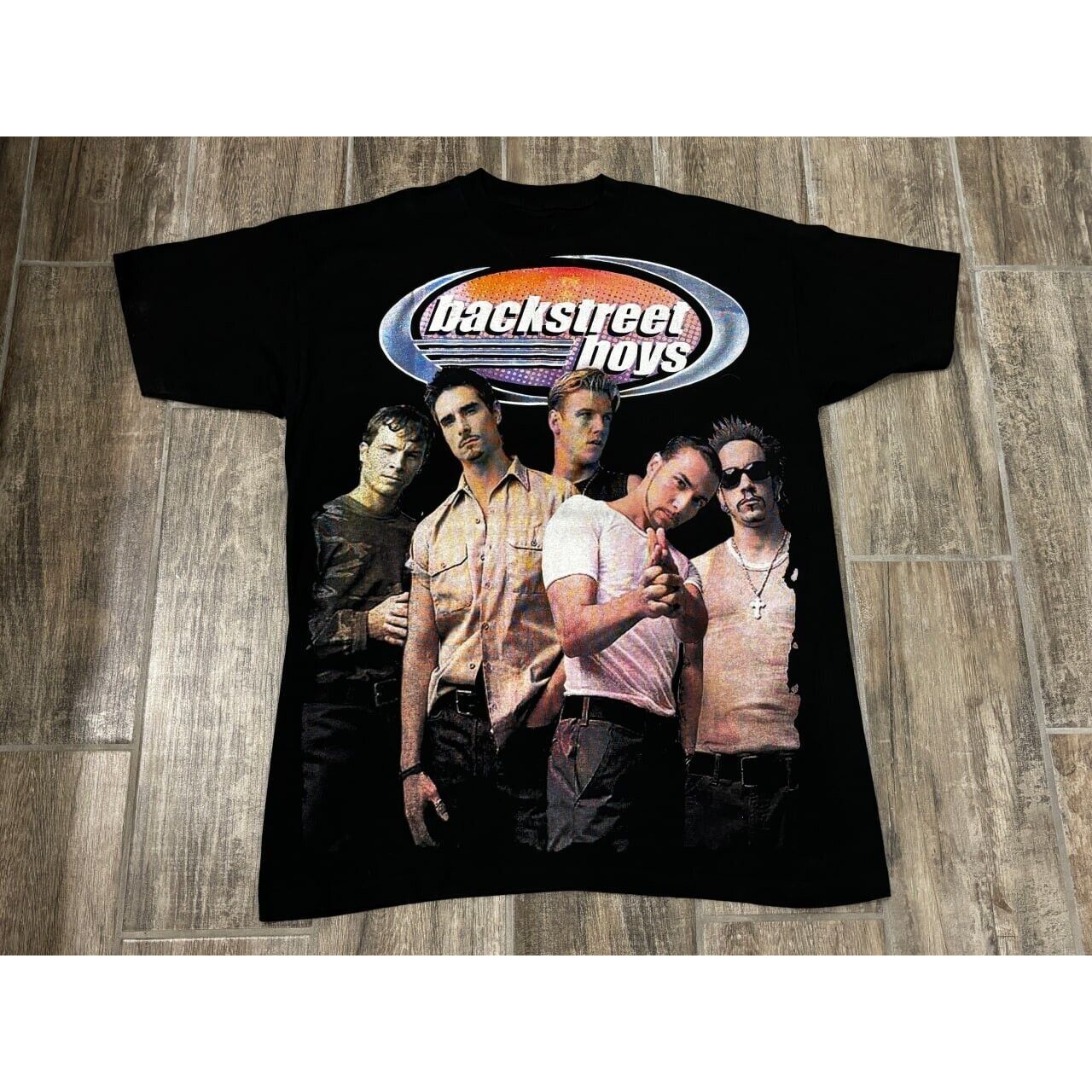 image of Vintage 90's Backstreet Boys Rap Tee All Over Print 2Xl in Black, Men's