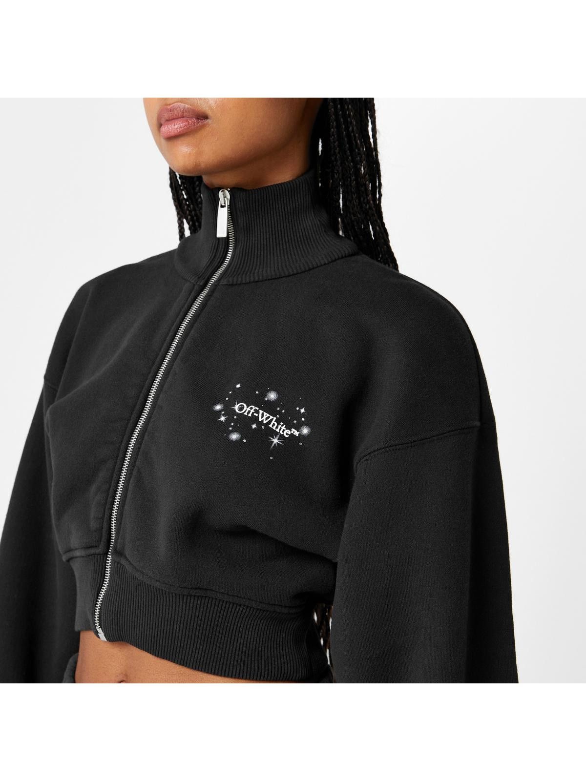 Off-White o1mle0425 Bling Stars Arrow Cropped Zip Up Sweatshirt Black Size S / US 4 / IT 40 - 5 Thumbnail