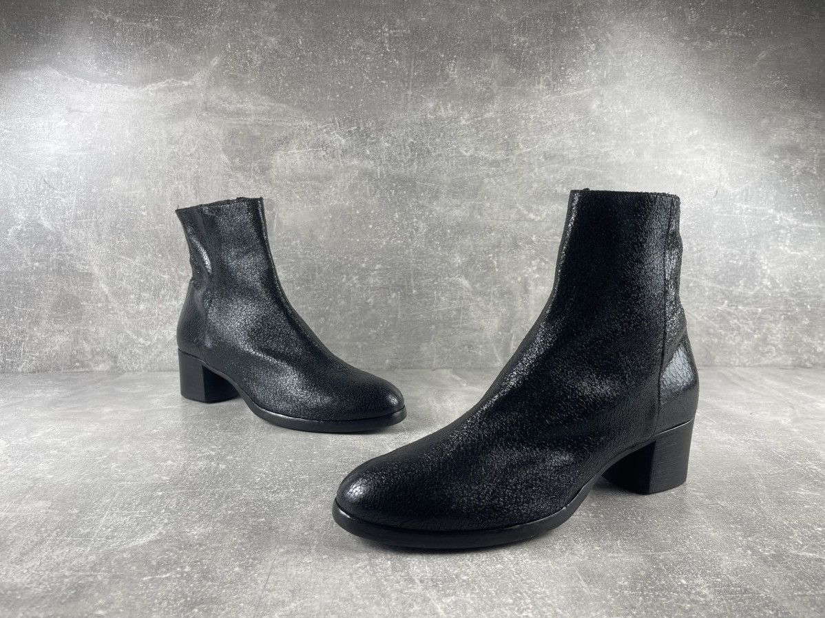 MoMA MOMA Textured Leather Ankle Boots Black Block Heel Size US 11 / IT 41 - 4 Thumbnail