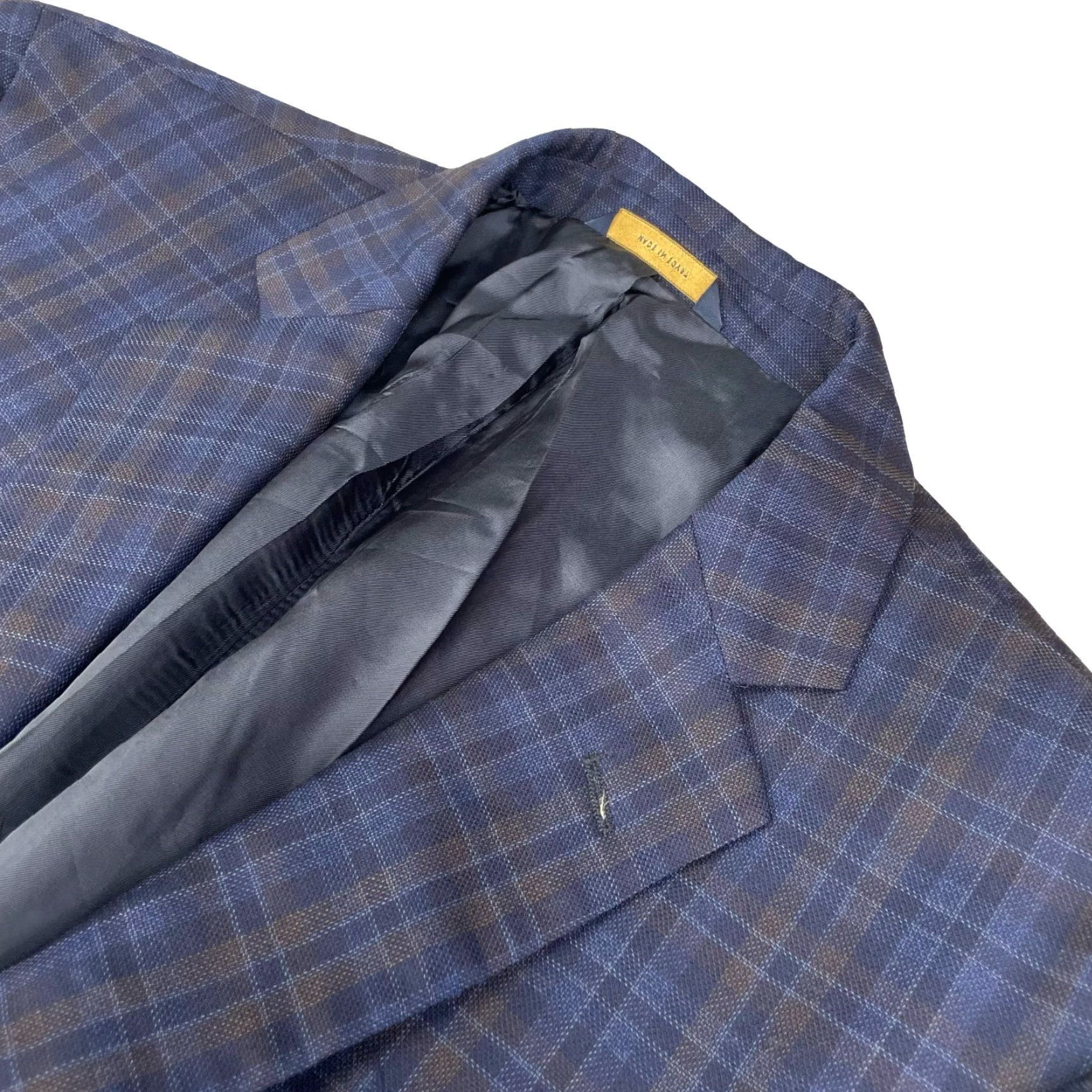 Brooks Brothers Brooks Brothers Men's Bespoke Madison Zignone Wool Blazer Navy/Brown Plaid 42R Size 42R - 2 Thumbnail