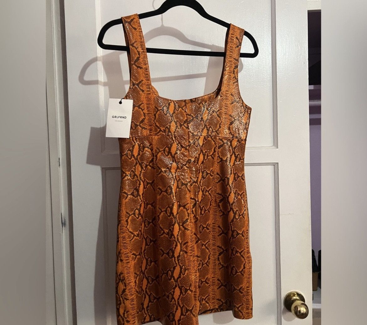 GRLFRND Romi Mini Dress in Orange Snake GRLFRND Size M / US 6-8 / IT 42-44 - 1 Thumbnail