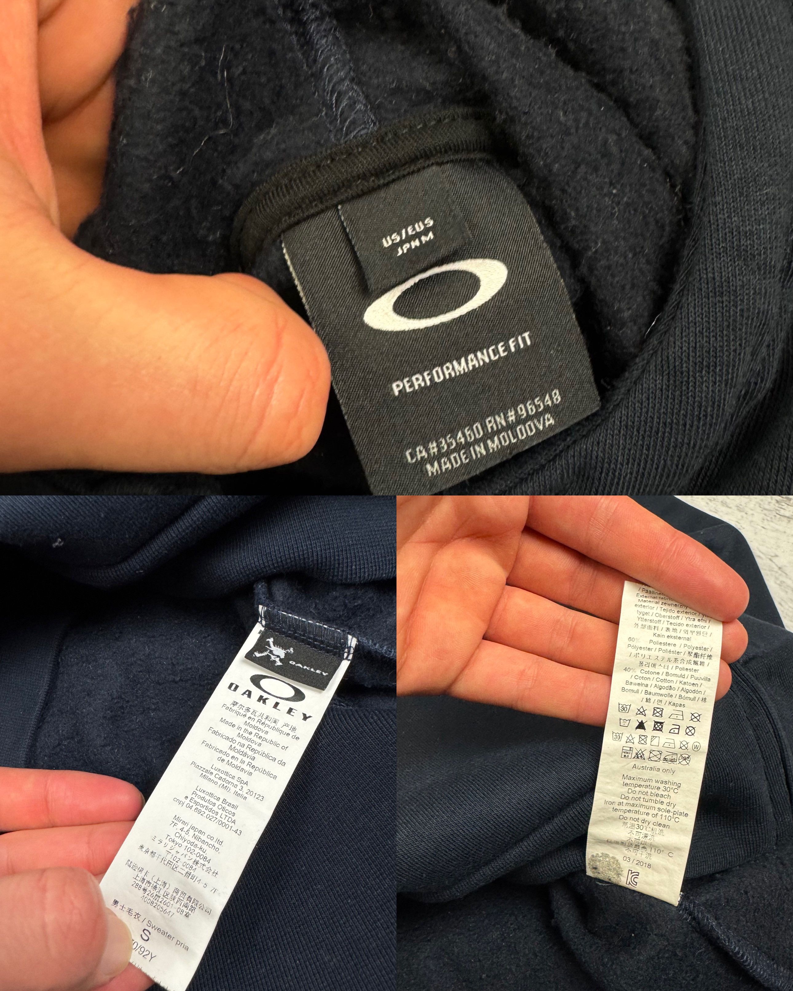 Oakley Oakley Men's Navy Gray Cotton Performance Fit Bark FZ Hoodie Size US S / EU 44-46 / 1 - 3 Thumbnail