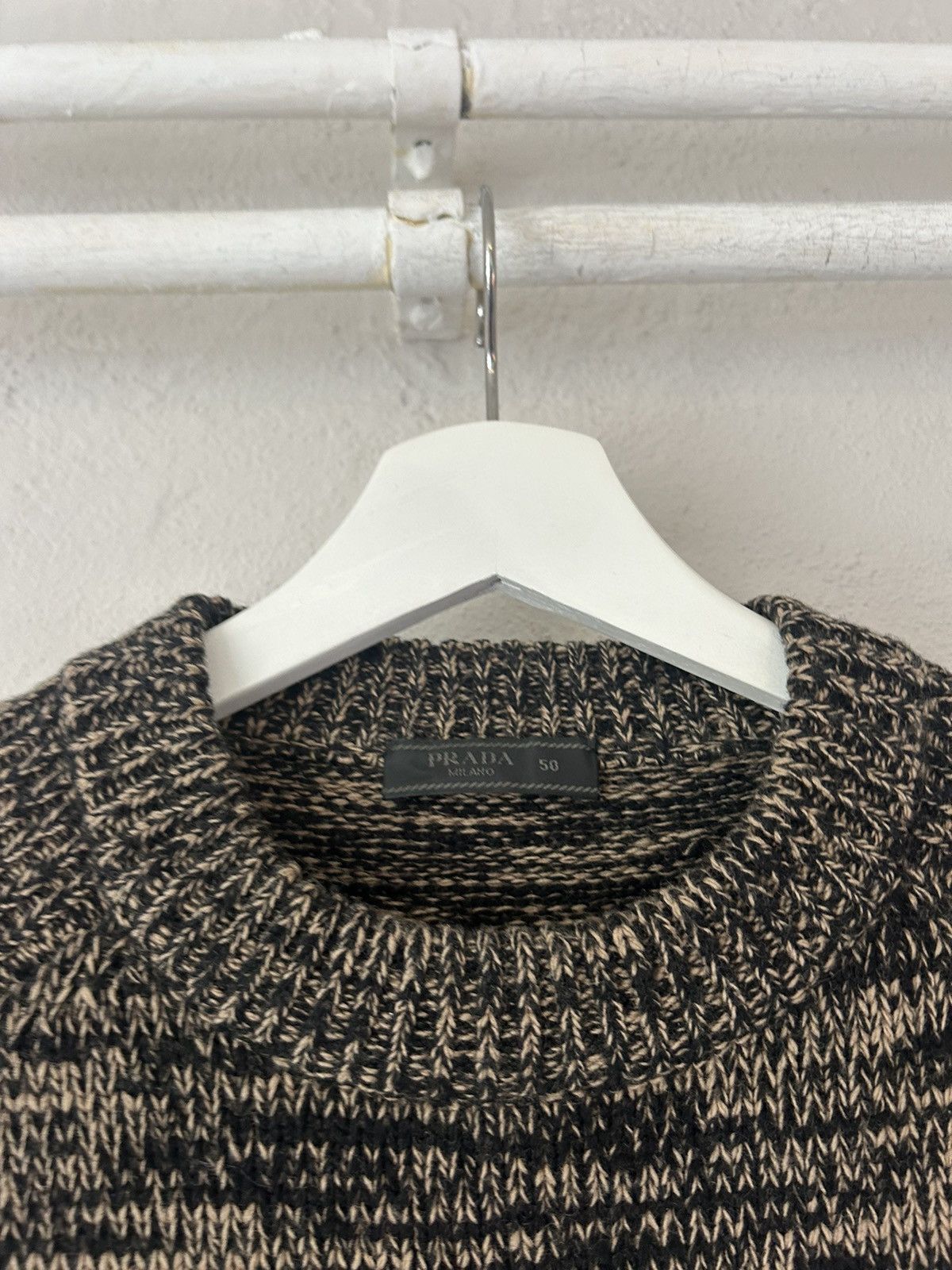 Prada Black/Beige Marbled Wool-Cashmere Blend Knit Sweater Size US M / EU 48-50 / 2 - 3 Thumbnail
