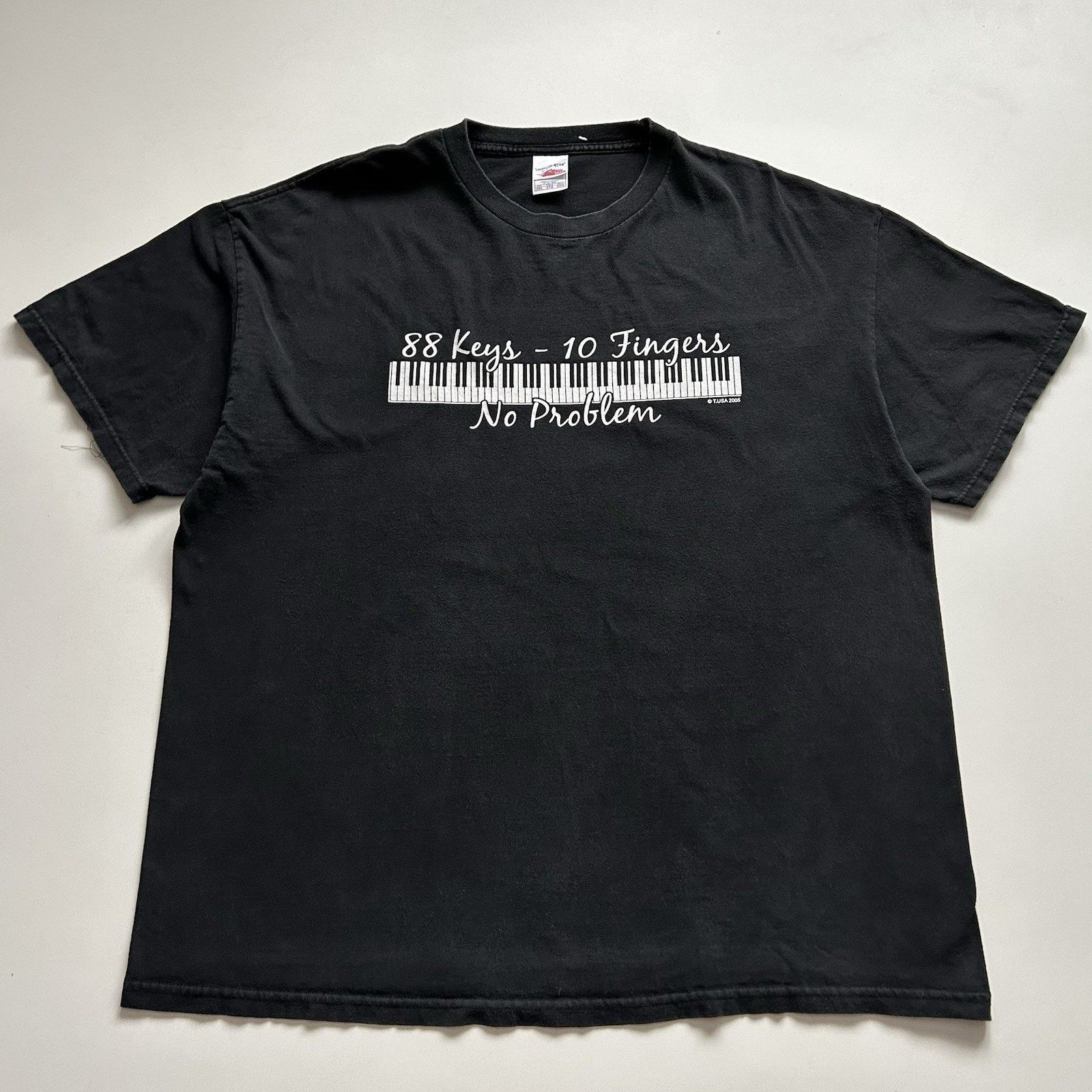 Vintage Piano Art T Shirt XXL 88 Keys 10 Fingers No Problem