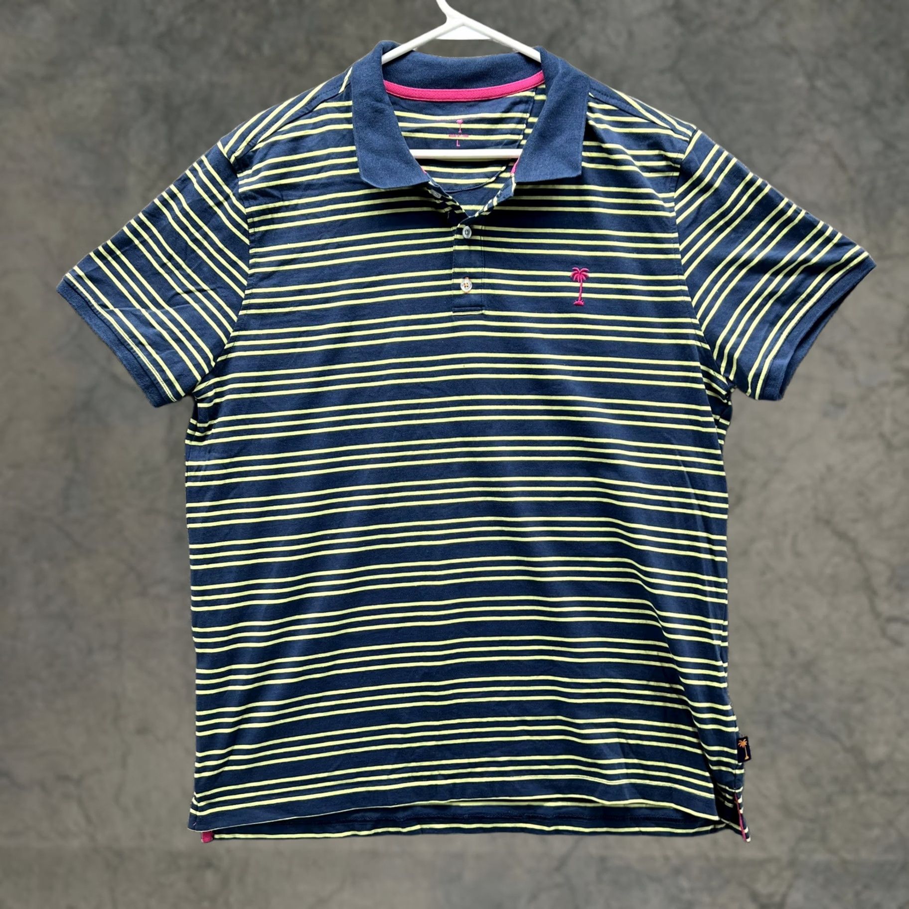 Vintage Margaritaville Polo Shirt Mens Large Blue Stripe Palm Tree Logo Beach Casual Shirt Size US L / EU 52-54 / 3 - 1 Thumbnail