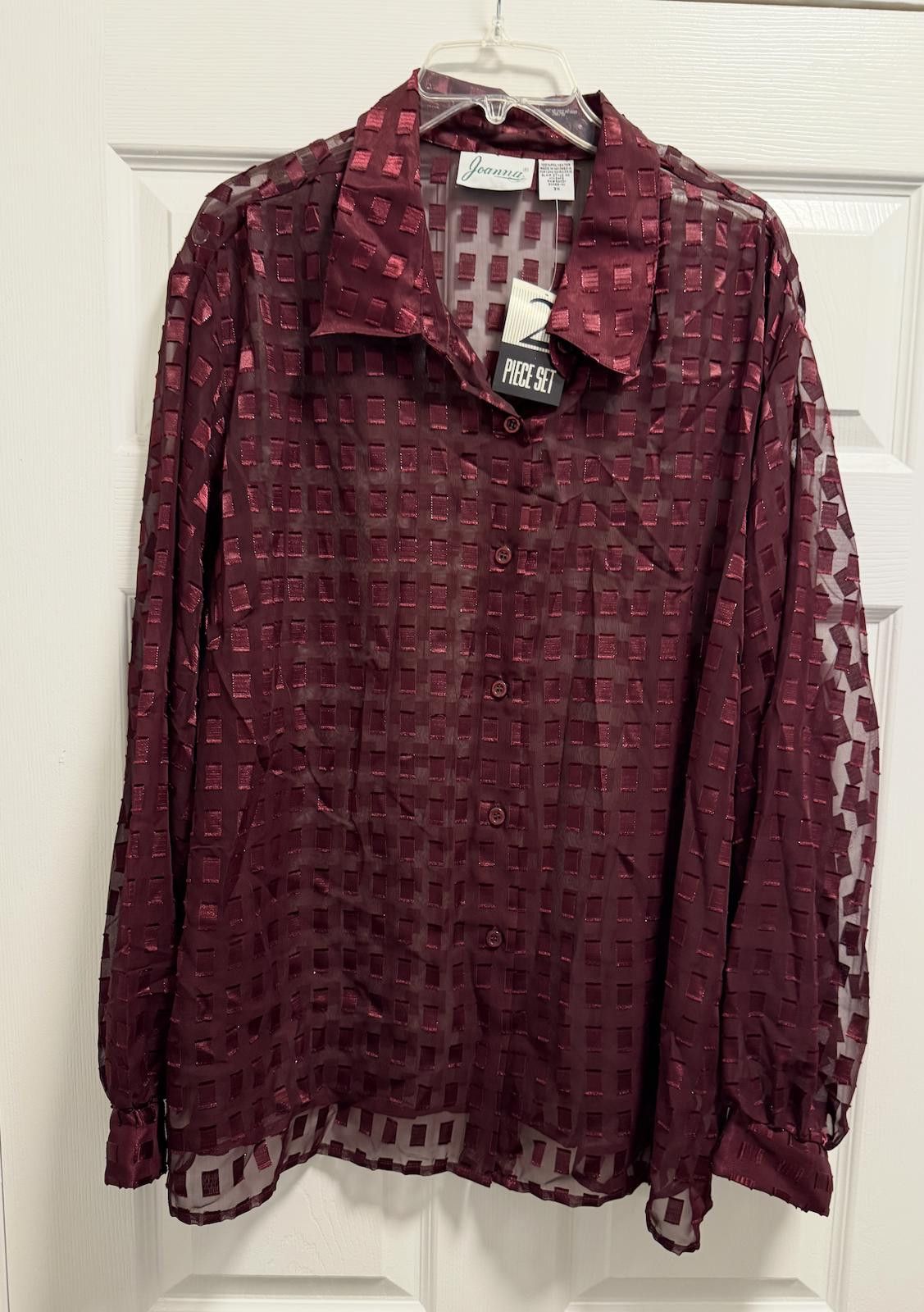 Faded Glory Vintage Rich Burgundy Joanna Plus Blouse 3X Size M / US 6-8 / IT 42-44 - 4 Thumbnail