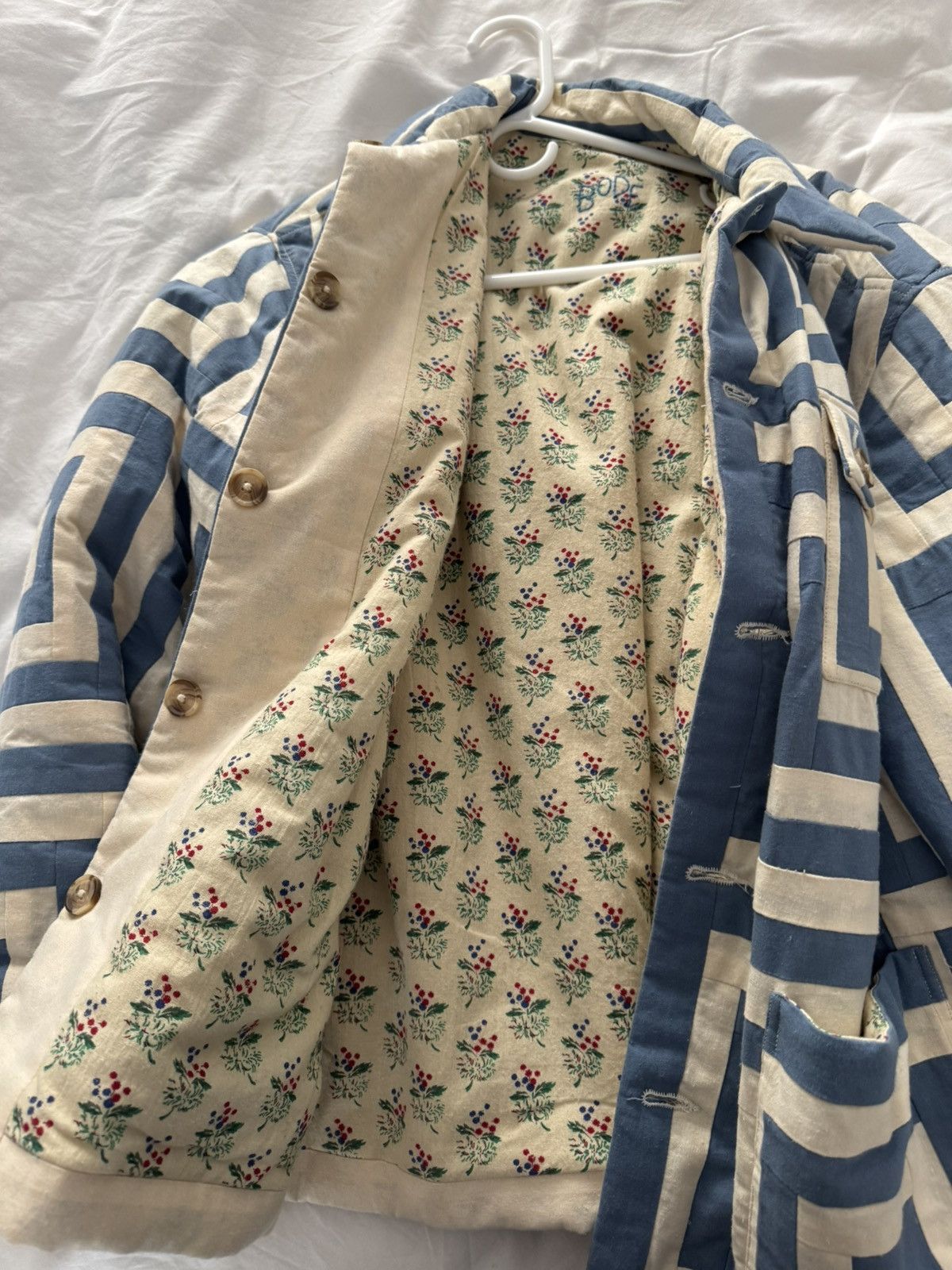 Bode Bode Blue & Off-White House Steps Reversible Jacket (Medium) Size US M / EU 48-50 / 2 - 9 Thumbnail