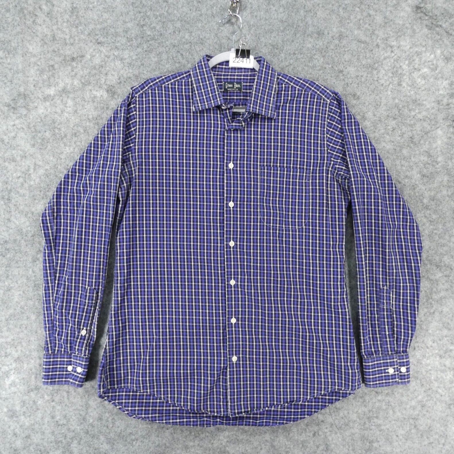 image of Vintage Gitman Bros Shirt Men Small Long Sleeve Button Up Purple Plaid Usa in White