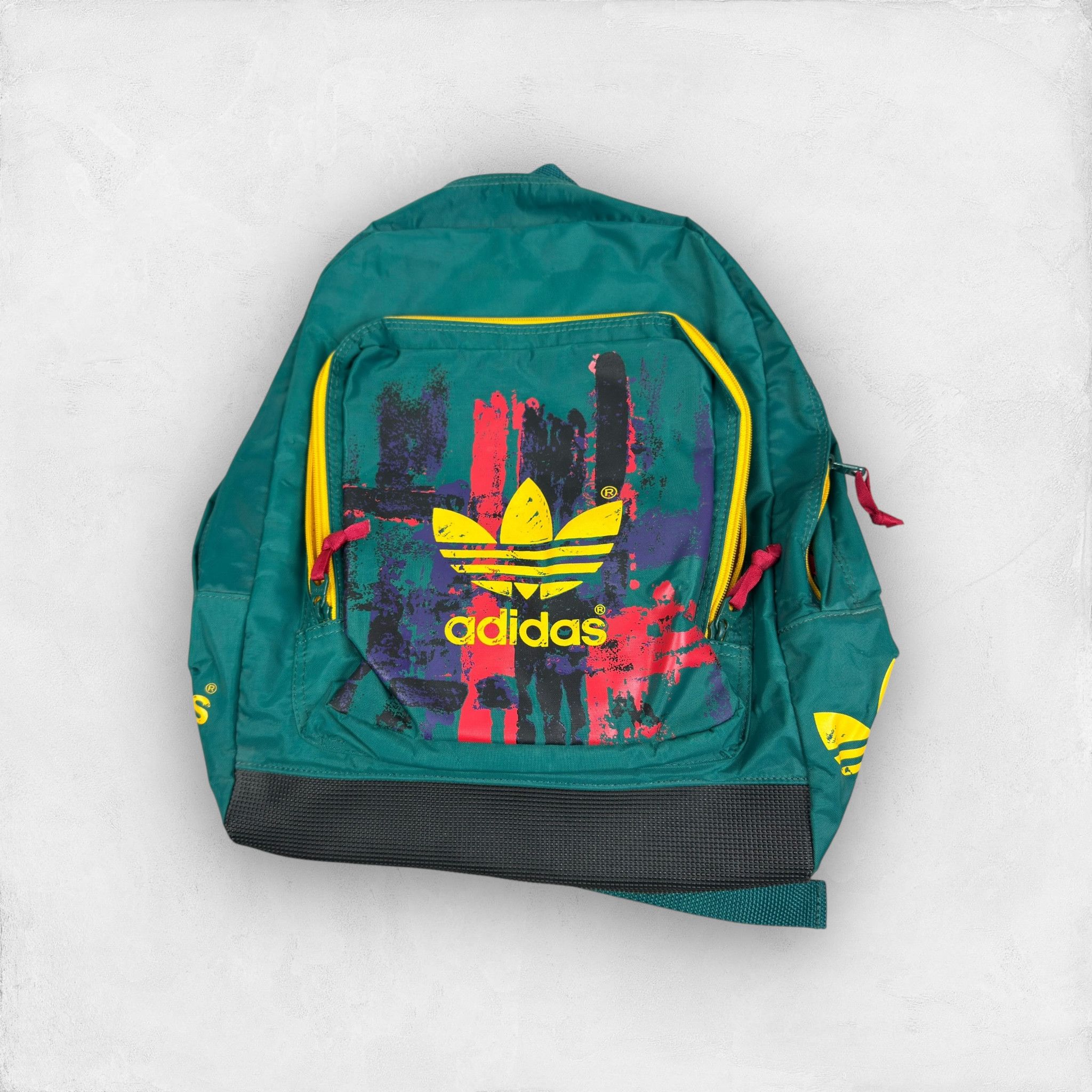 Vintage Adidas Mens Multicolor trefoil Big Logo Backpack Bag