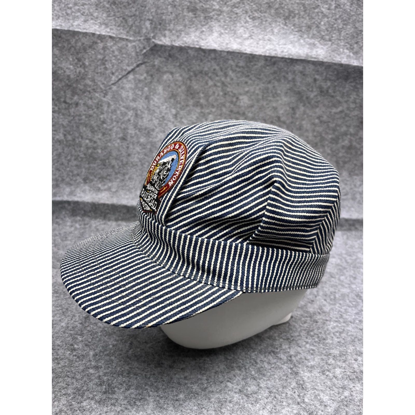 Durango VINTAGE Durango & Silverton Engineer Hat Cap Snap Back Adult Blue Stripe Cotton Made USA Size ONE SIZE - 4 Thumbnail