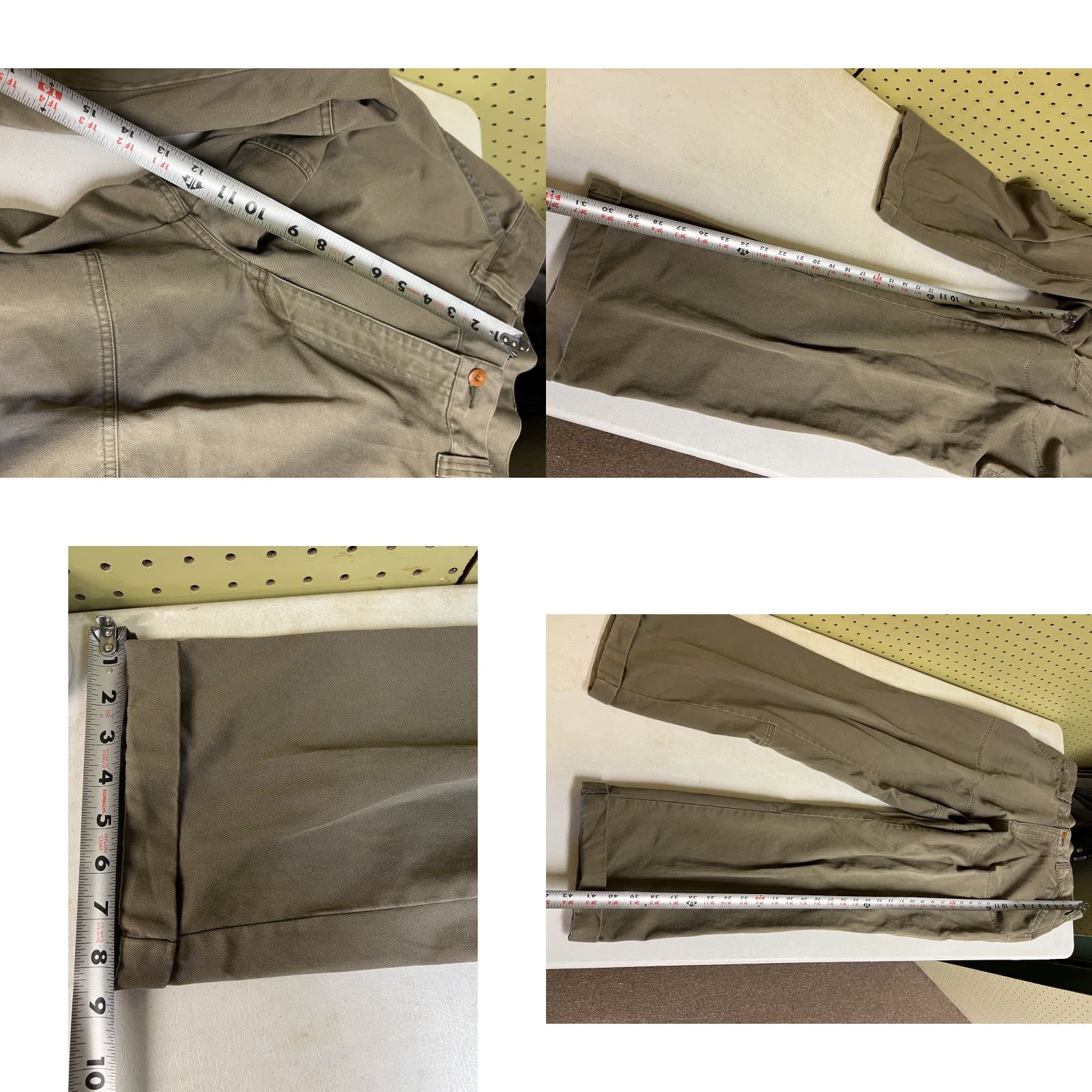 Orvis VINTAGE Orvis Chino Pants Mens 32x32 Brown Green Trim Casual Mens Size 32 Regular Straight Inseam 30 Leather Front Flat Front Size US 32 / EU 48 - 8 Thumbnail