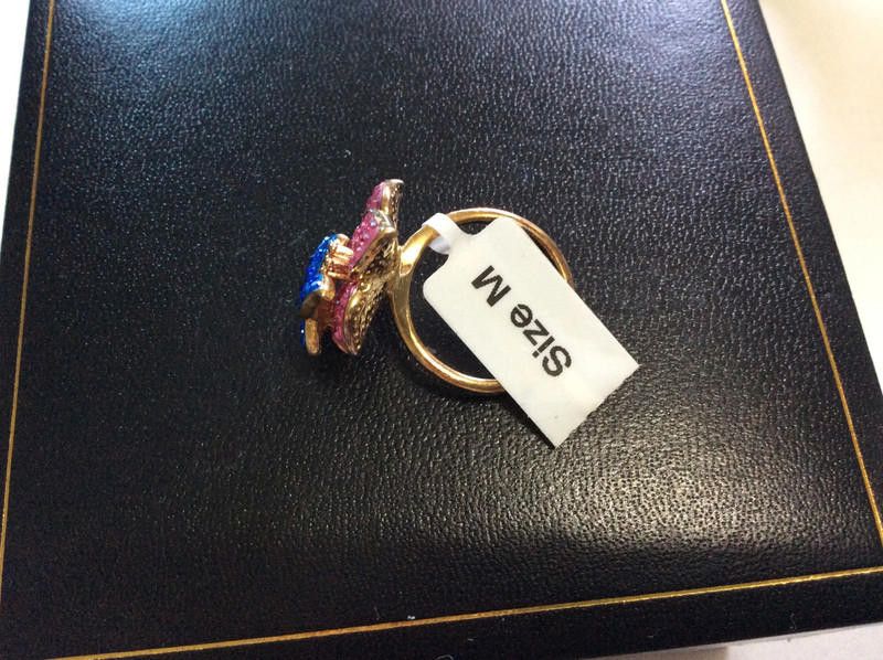 Designer Gold plated silver flower ring Size M Size ONE SIZE - 3 Thumbnail