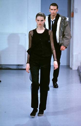 image of Helmut Lang Aw1997 Layered Chiffon Jeans in Black, Women's (Size 27)